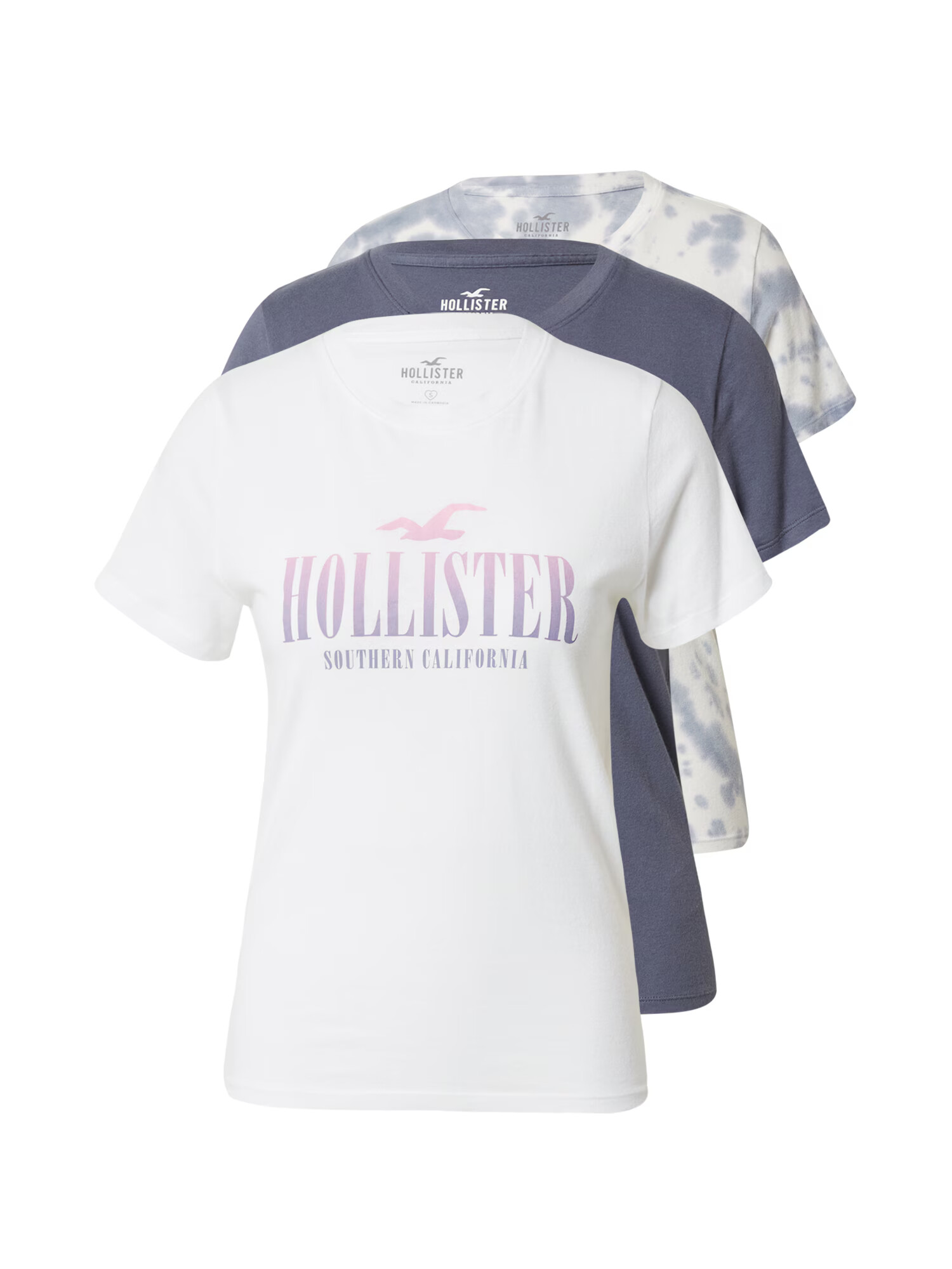 HOLLISTER Μπλουζάκι μπλε μαρέν / μπλε περιστεριού / λευκό / λευκό μαλλιού - Pepit.gr