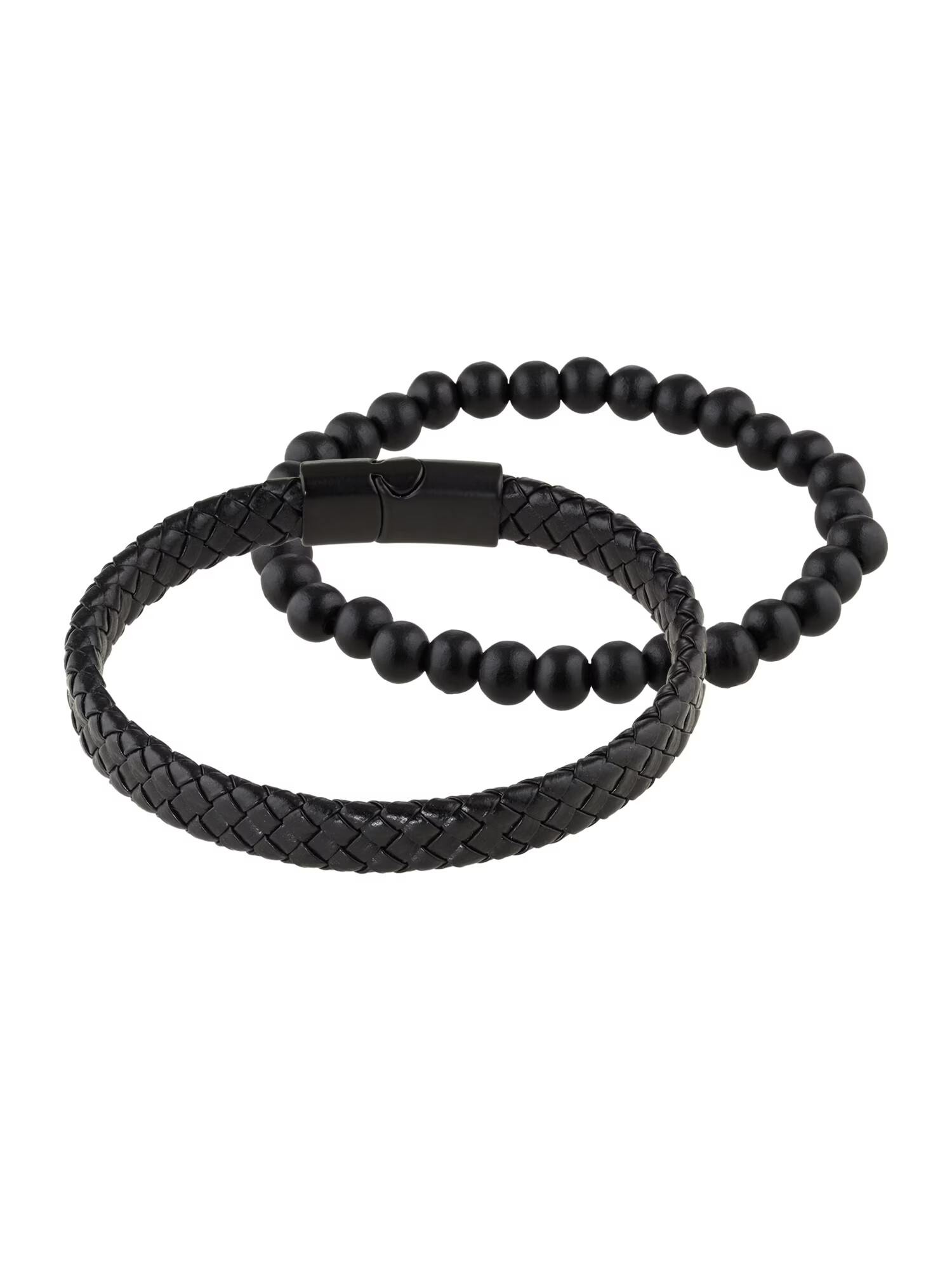 JACK & JONES Βραχιόλι 'BRAID AND BEADS' μαύρο - Pepit.gr