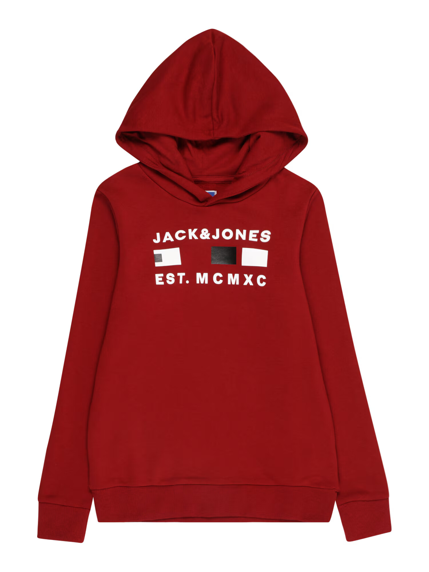 Jack & Jones Junior Μπλούζα φούτερ 'FREDDIE' σκούρο κόκκινο / μαύρο / λευκό - Pepit.gr