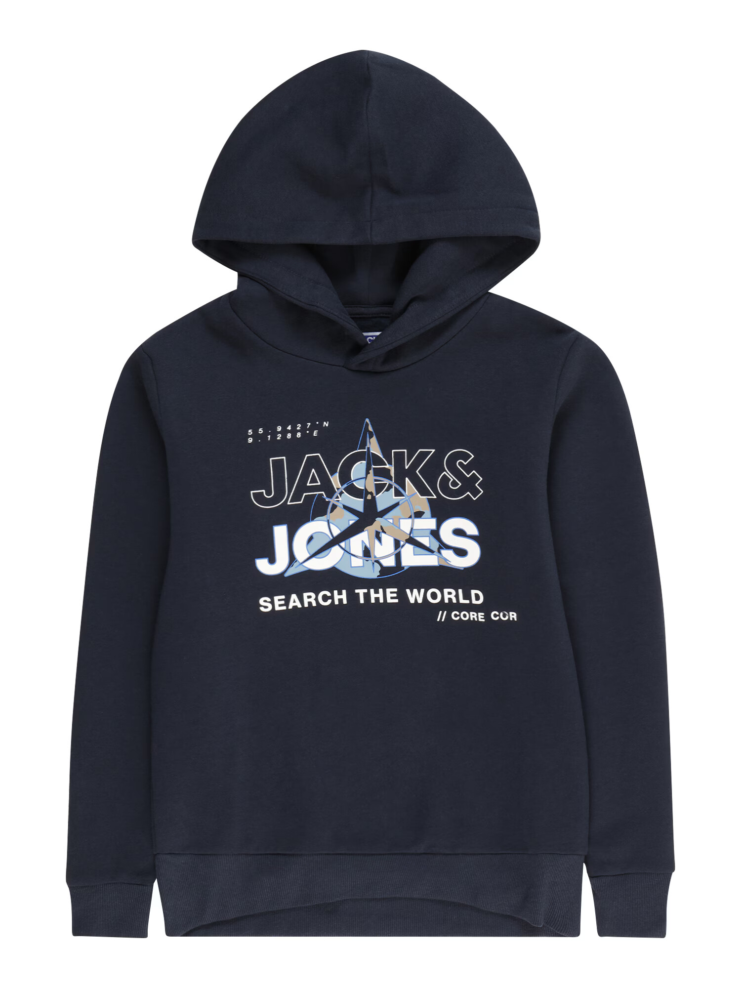 Jack & Jones Junior Μπλούζα φούτερ 'HUNT' σαμουά / ναυτικό μπλε / γαλάζιο / λευκό - Pepit.gr