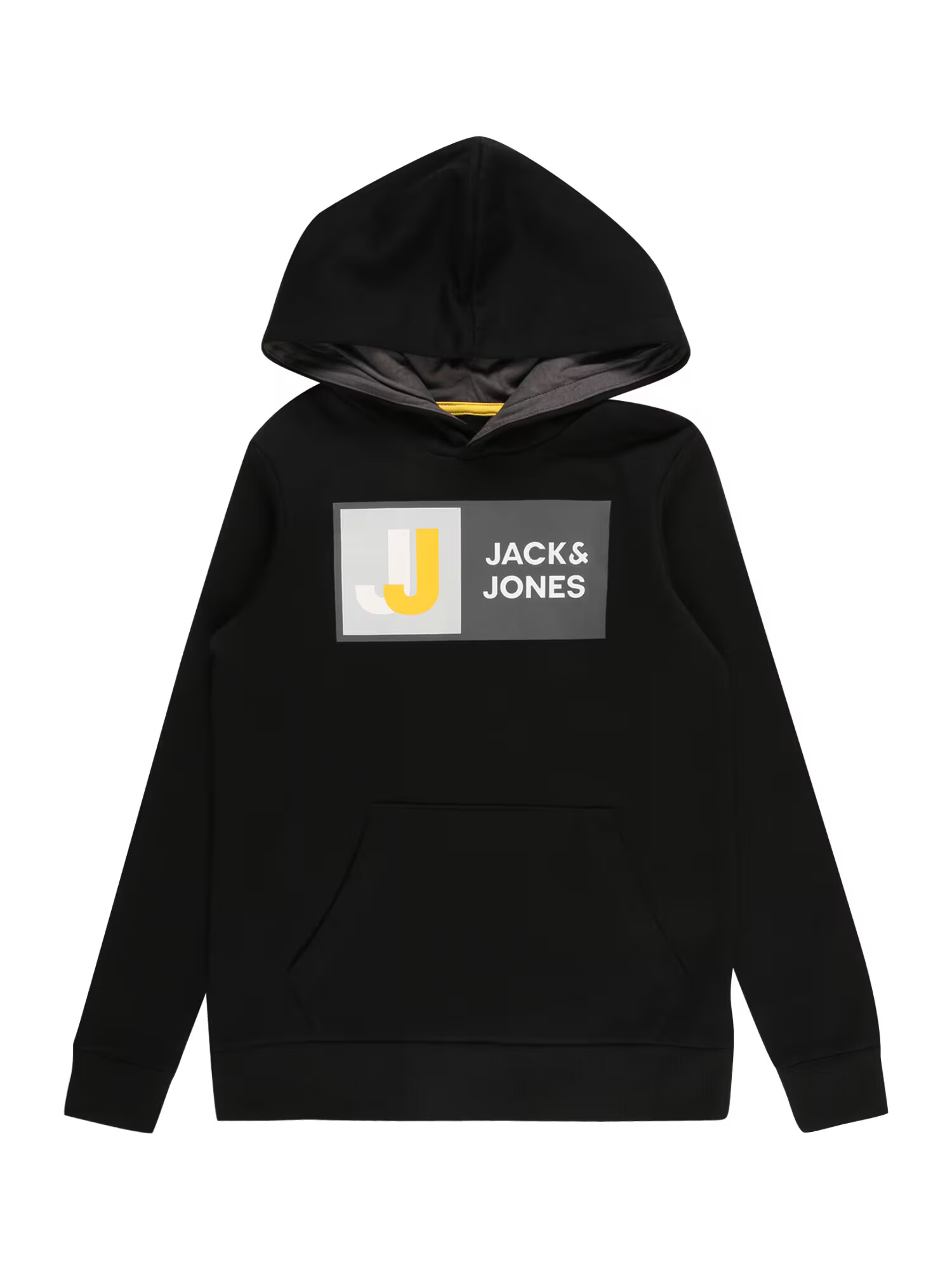 Jack & Jones Junior Μπλούζα φούτερ 'LOGAN' σκούρο κίτρινο / σκούρο γκρι / μαύρο / λευκό - Pepit.gr