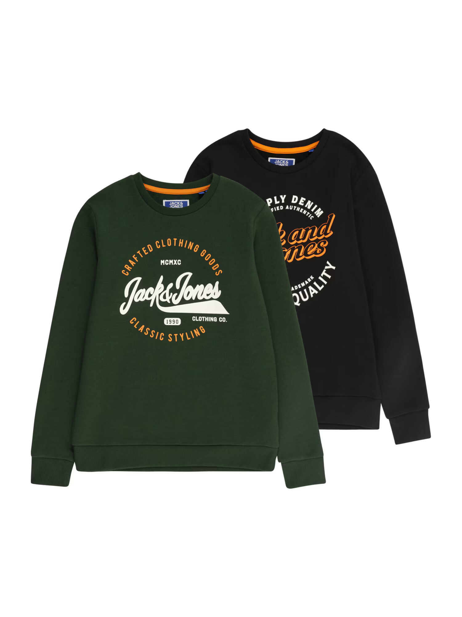 Jack & Jones Junior Μπλούζα φούτερ 'MIKK' πράσινο γρασιδιού / ανοικτό πορτοκαλί / μαύρο / λευκό - Pepit.gr