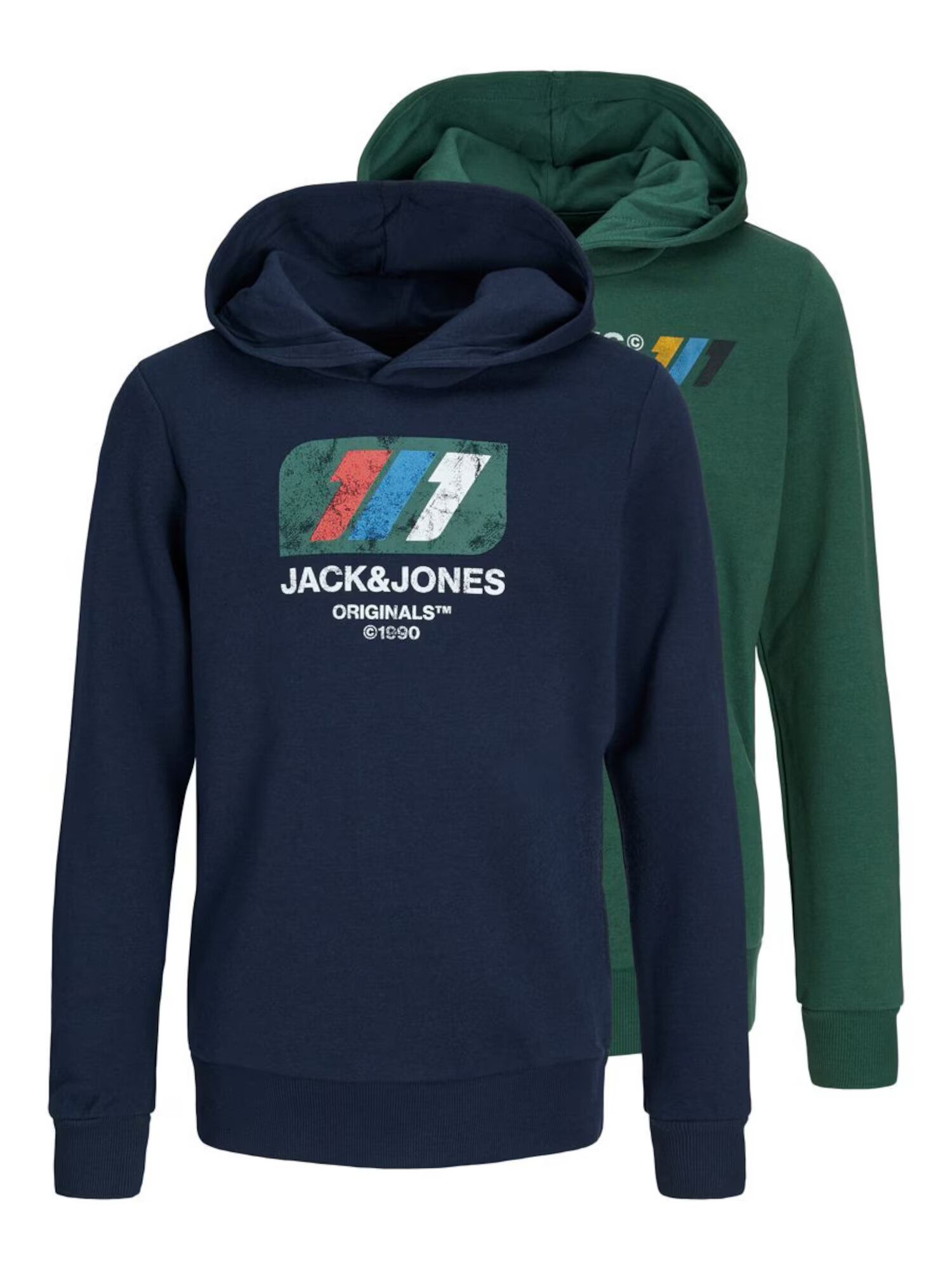 Jack & Jones Junior Μπλούζα φούτερ 'Nate' μπλε / ναυτικό μπλε / σκούρο πράσινο / λευκό - Pepit.gr