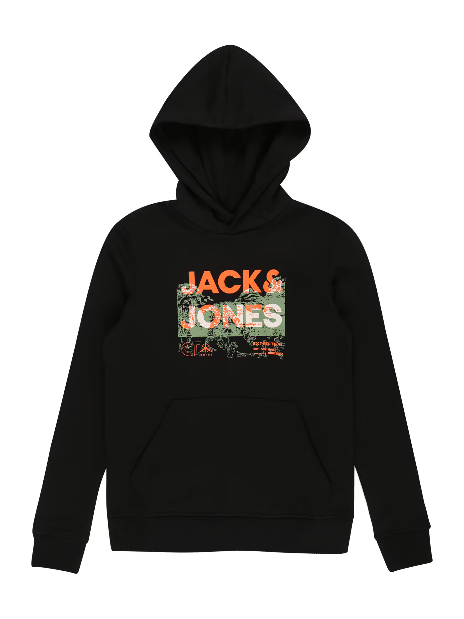 Jack & Jones Junior Μπλούζα φούτερ 'TREK' ανοικτό πράσινο / πορτοκαλί / μαύρο / λευκό - Pepit.gr