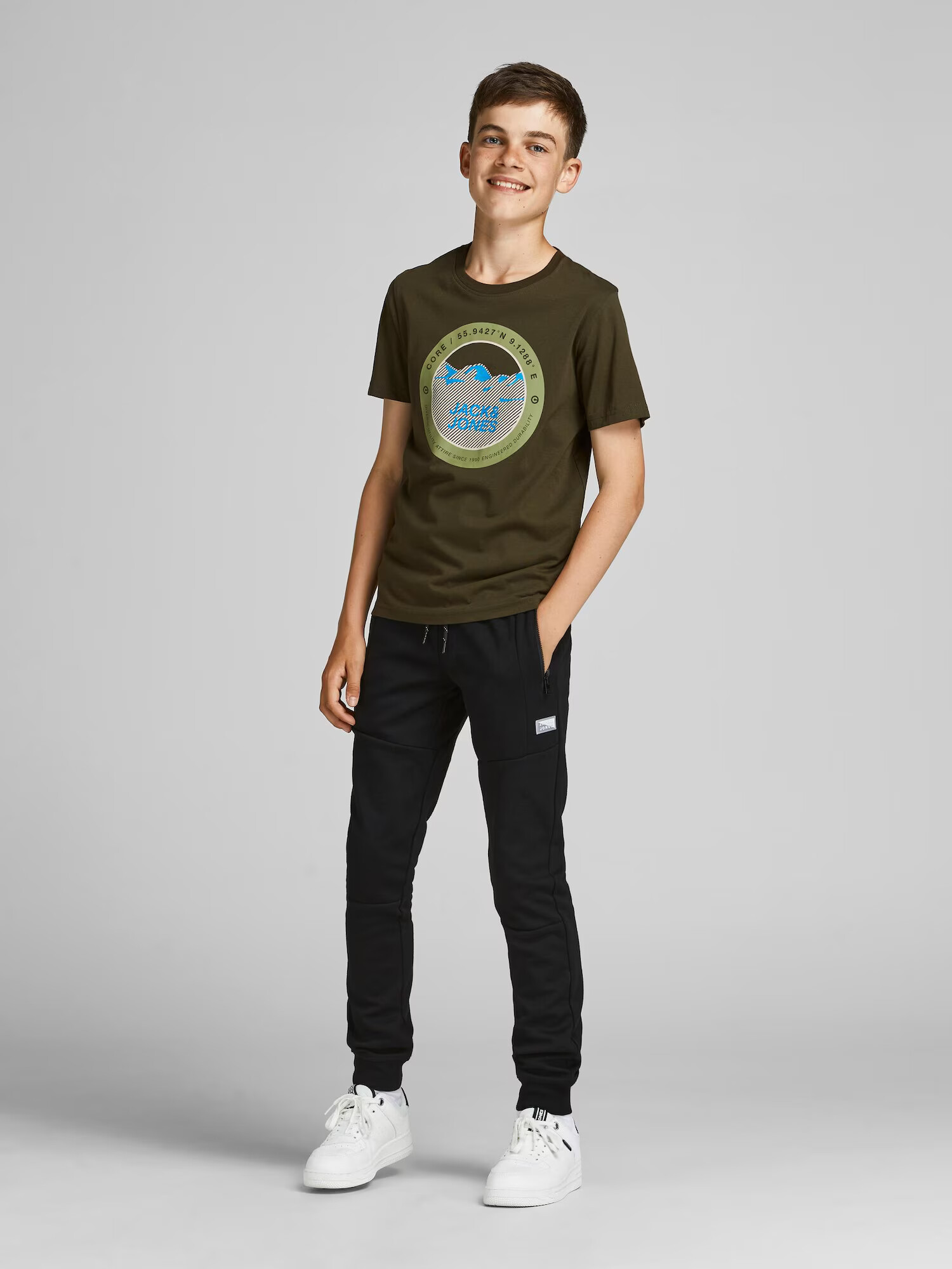 Jack & Jones Junior Μπλουζάκι 'Bilo' γαλάζιο / λαδί / ανοικτό πράσινο / λευκό - Pepit.gr