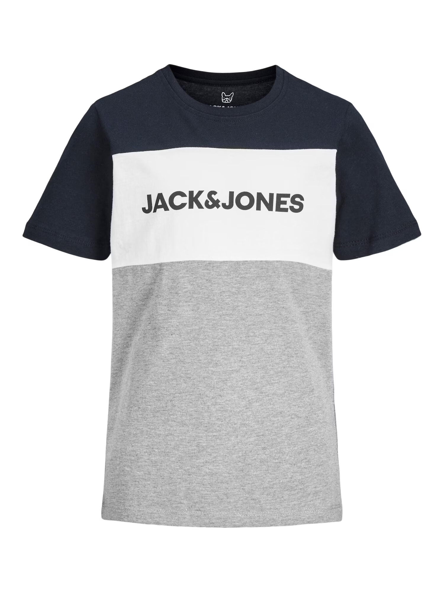 Jack & Jones Junior Μπλουζάκι μπλε νύχτας / γκρι μελανζέ / λευκό - Pepit.gr