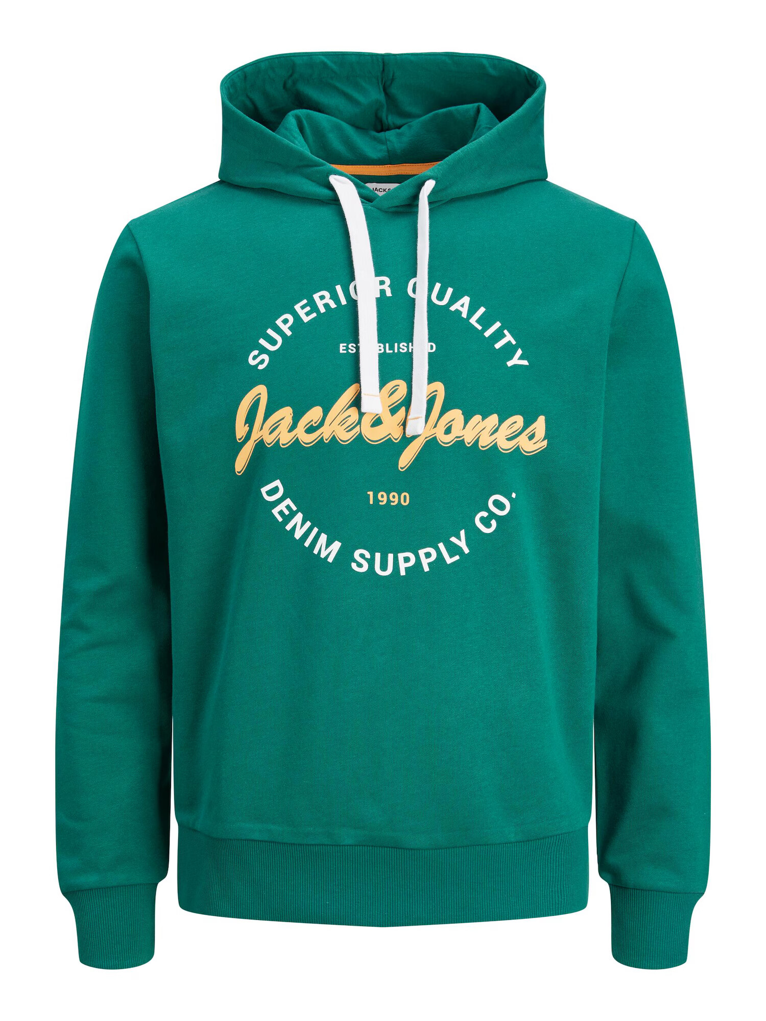 JACK & JONES Μπλούζα φούτερ 'ANDY' σκούρο πράσινο / ανοικτό πορτοκαλί / λευκό - Pepit.gr