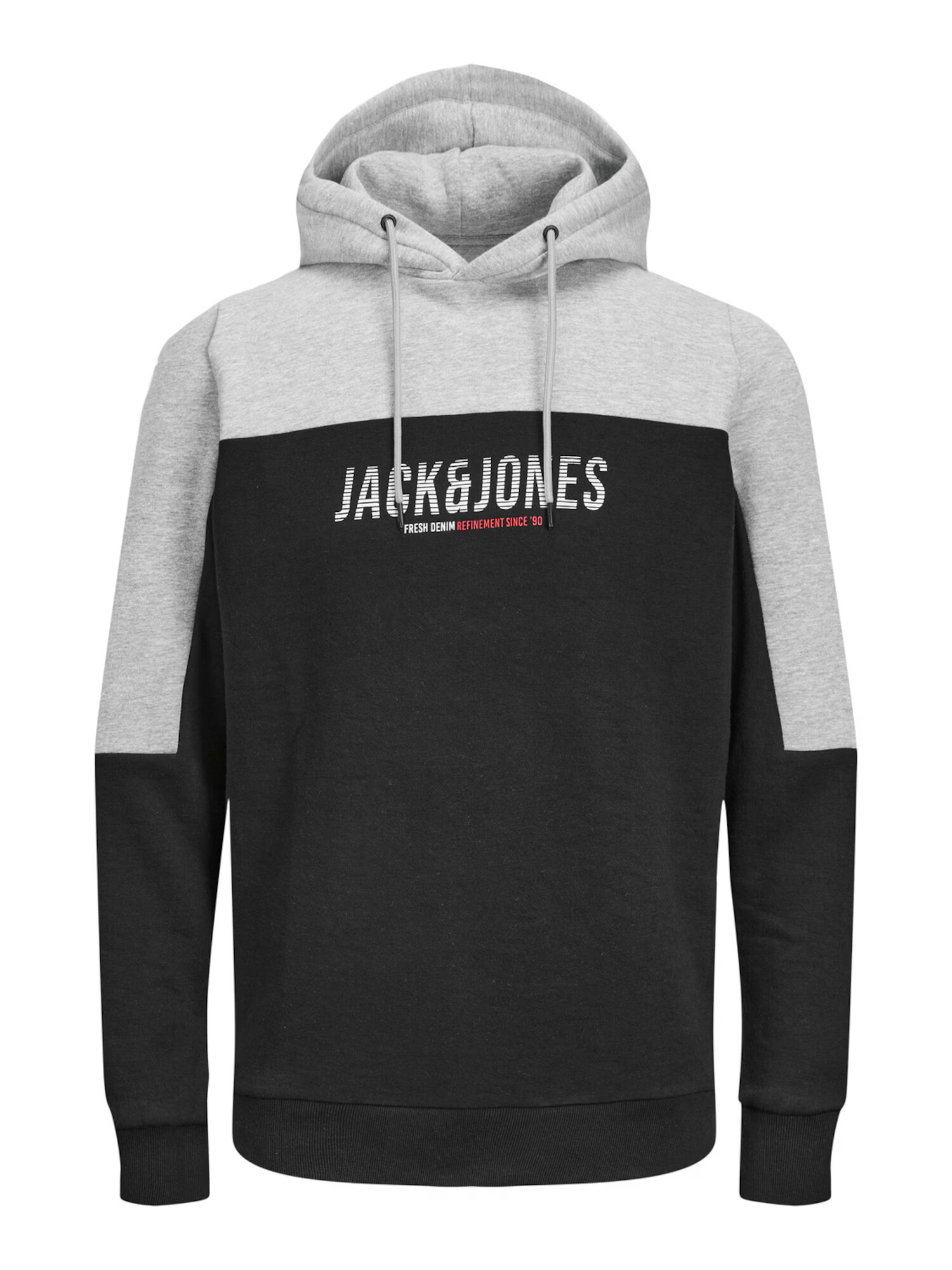 JACK & JONES Μπλούζα φούτερ 'Dan' γκρι μελανζέ / κόκκινο / μαύρο - Pepit.gr