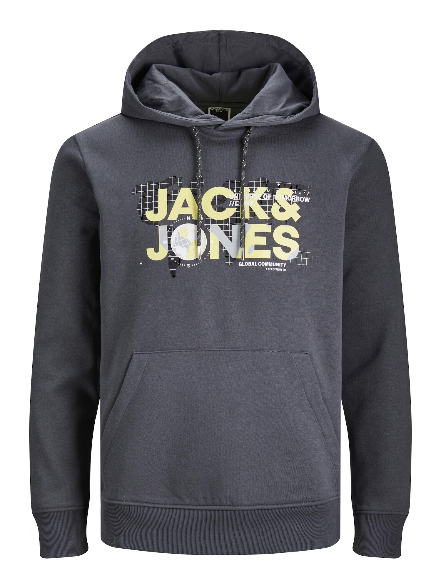 JACK & JONES Μπλούζα φούτερ 'DUST' κίτρινο / γκρι βασάλτη / λευκό - Pepit.gr