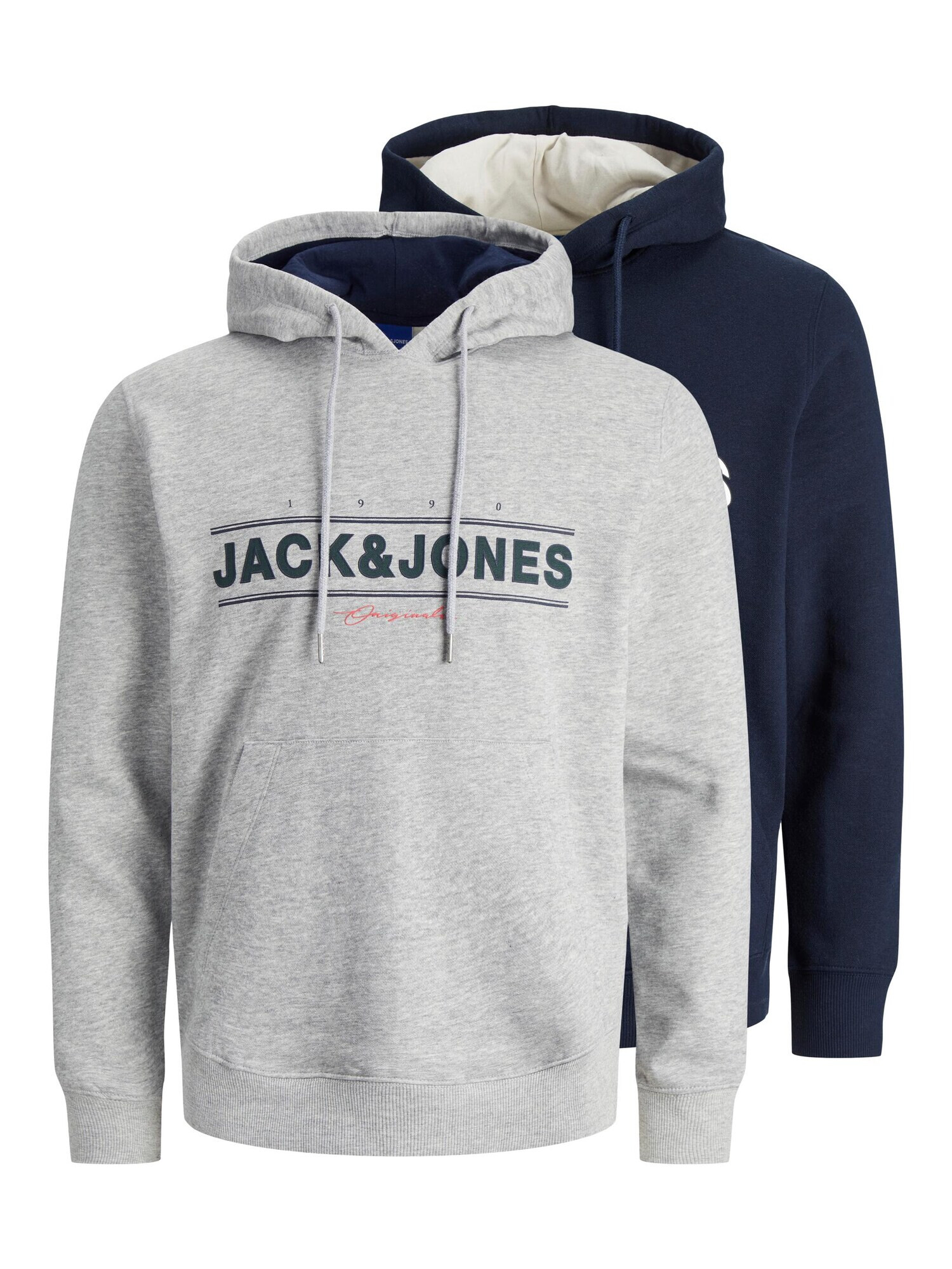 JACK & JONES Μπλούζα φούτερ 'FRIDAY' ναυτικό μπλε / γκρι μελανζέ / λευκό - Pepit.gr