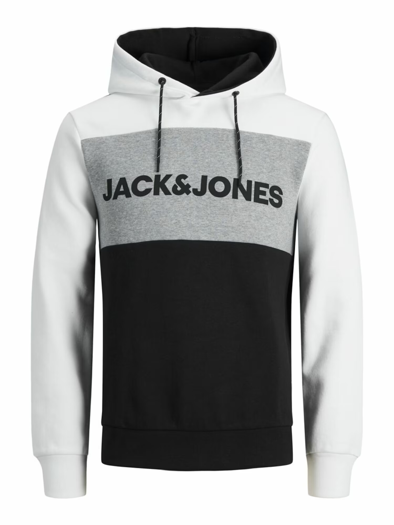 JACK & JONES Μπλούζα φούτερ γκρι μελανζέ / μαύρο / λευκό - Pepit.gr