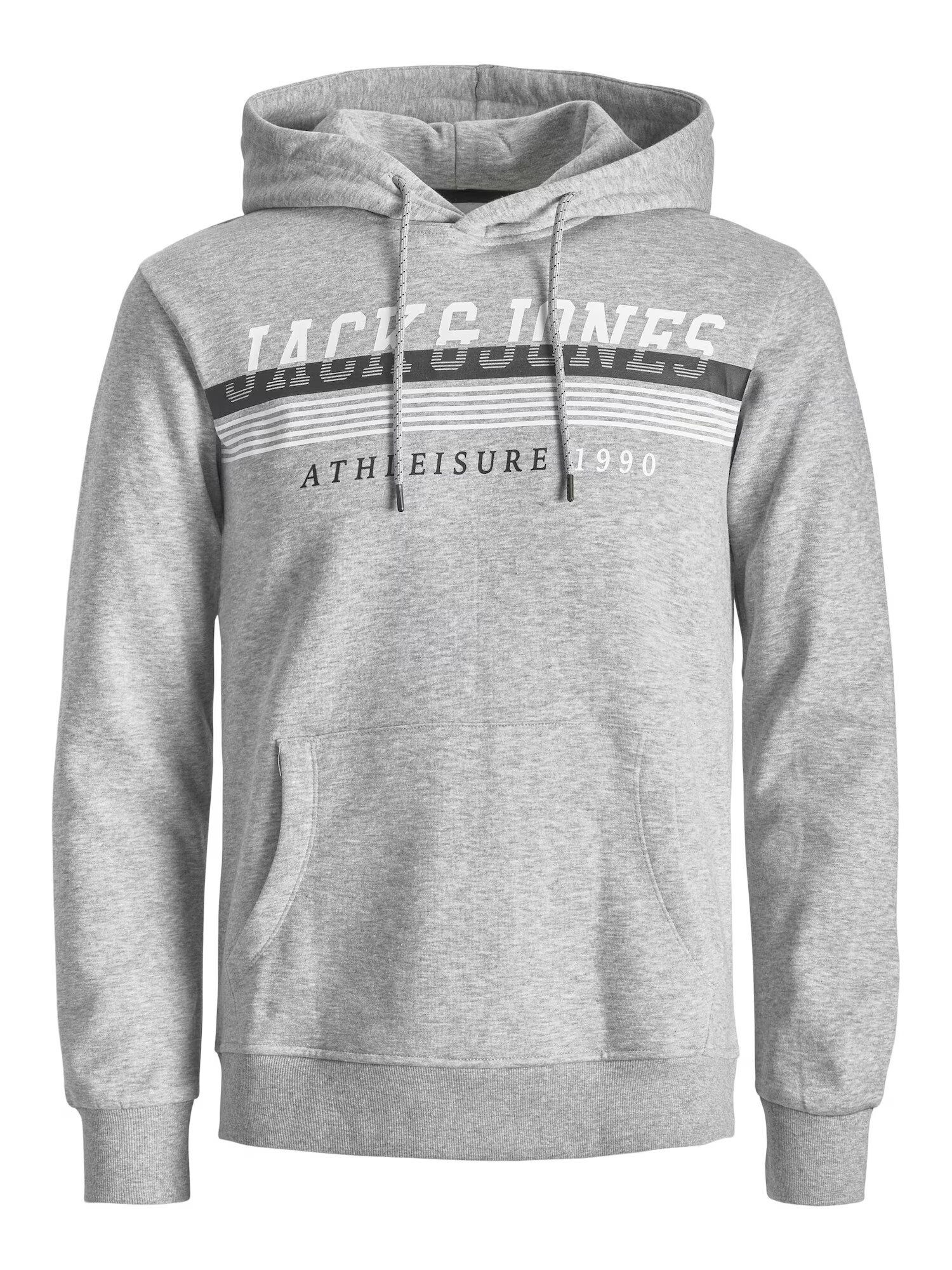 JACK & JONES Μπλούζα φούτερ 'IRON' γκρι μελανζέ / μαύρο / λευκό - Pepit.gr