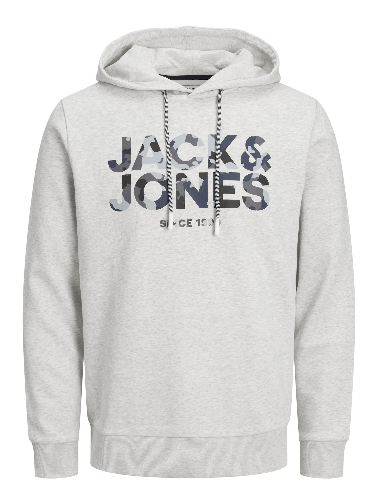 JACK & JONES Μπλούζα φούτερ 'James' ανοικτό γκρι / μαύρο / λευκό μελανζέ - Pepit.gr