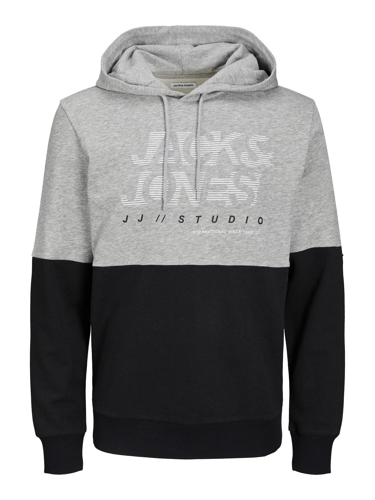 JACK & JONES Μπλούζα φούτερ 'MARCO' γκρι μελανζέ / μαύρο / λευκό - Pepit.gr