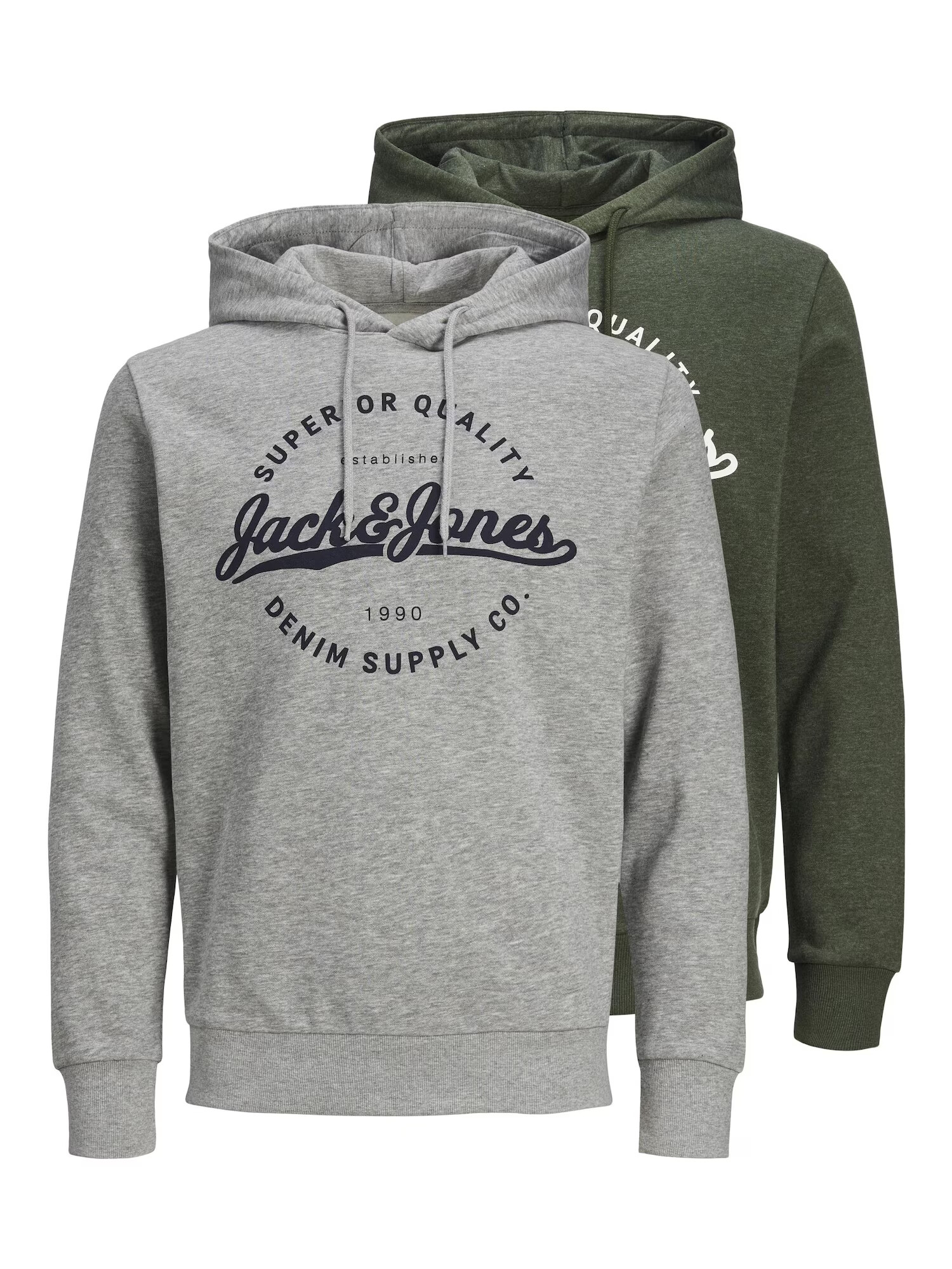 JACK & JONES Μπλούζα φούτερ 'STANLI' γκρι μελανζέ / πράσινο / μαύρο / λευκό - Pepit.gr