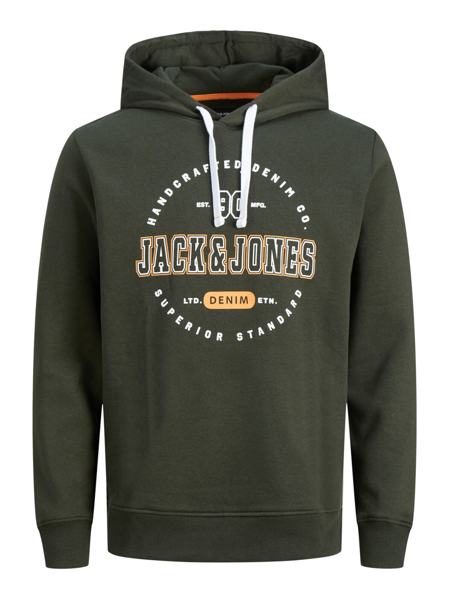 JACK & JONES Μπλούζα φούτερ 'Tamp' σκούρο πράσινο / πορτοκαλί / μαύρο / λευκό - Pepit.gr