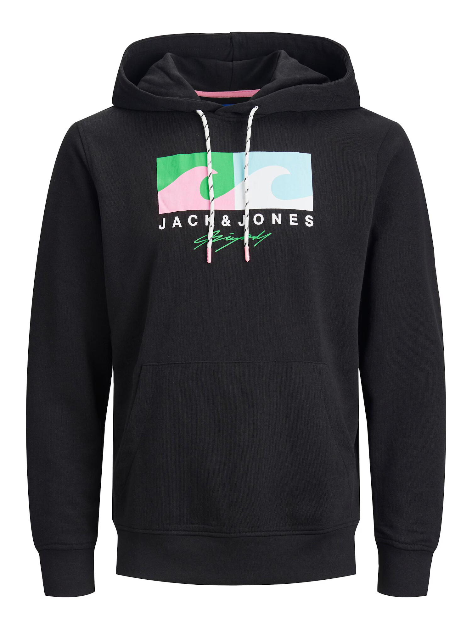 JACK & JONES Μπλούζα φούτερ 'TULUM' ανοικτό πράσινο / ρόδινο / μαύρο / λευκό - Pepit.gr