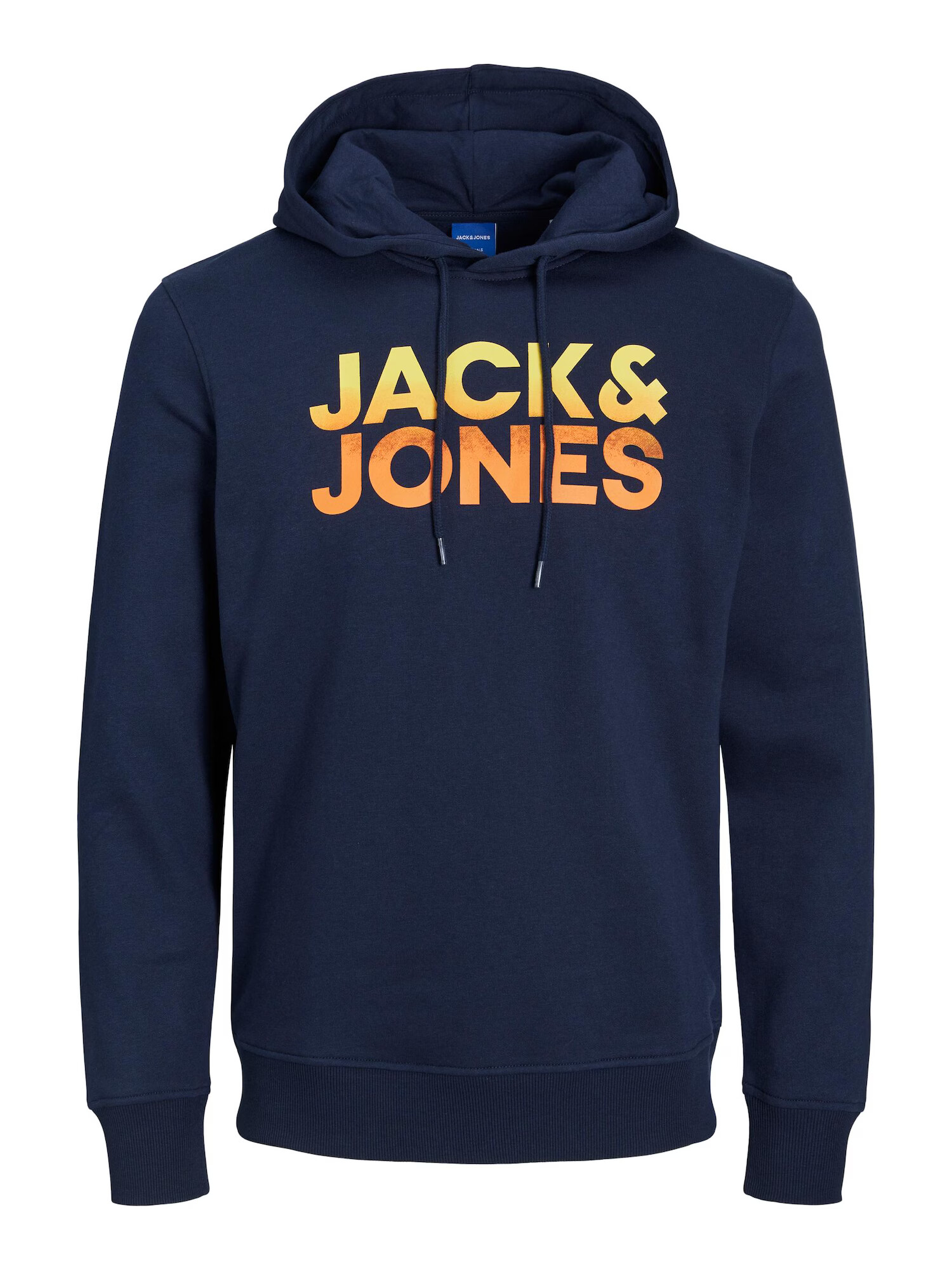 JACK & JONES Μπλούζα φούτερ 'WALLACE' ναυτικό μπλε / λάιμ / ανοικτό πορτοκαλί - Pepit.gr