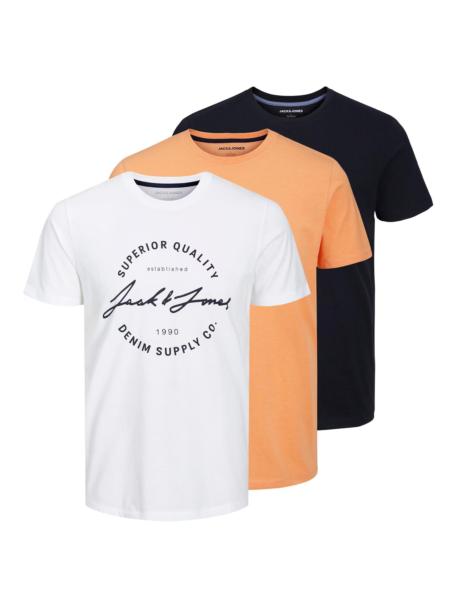 JACK & JONES Μπλουζάκι 'ACE' ανοικτό πορτοκαλί / μαύρο / λευκό - Pepit.gr