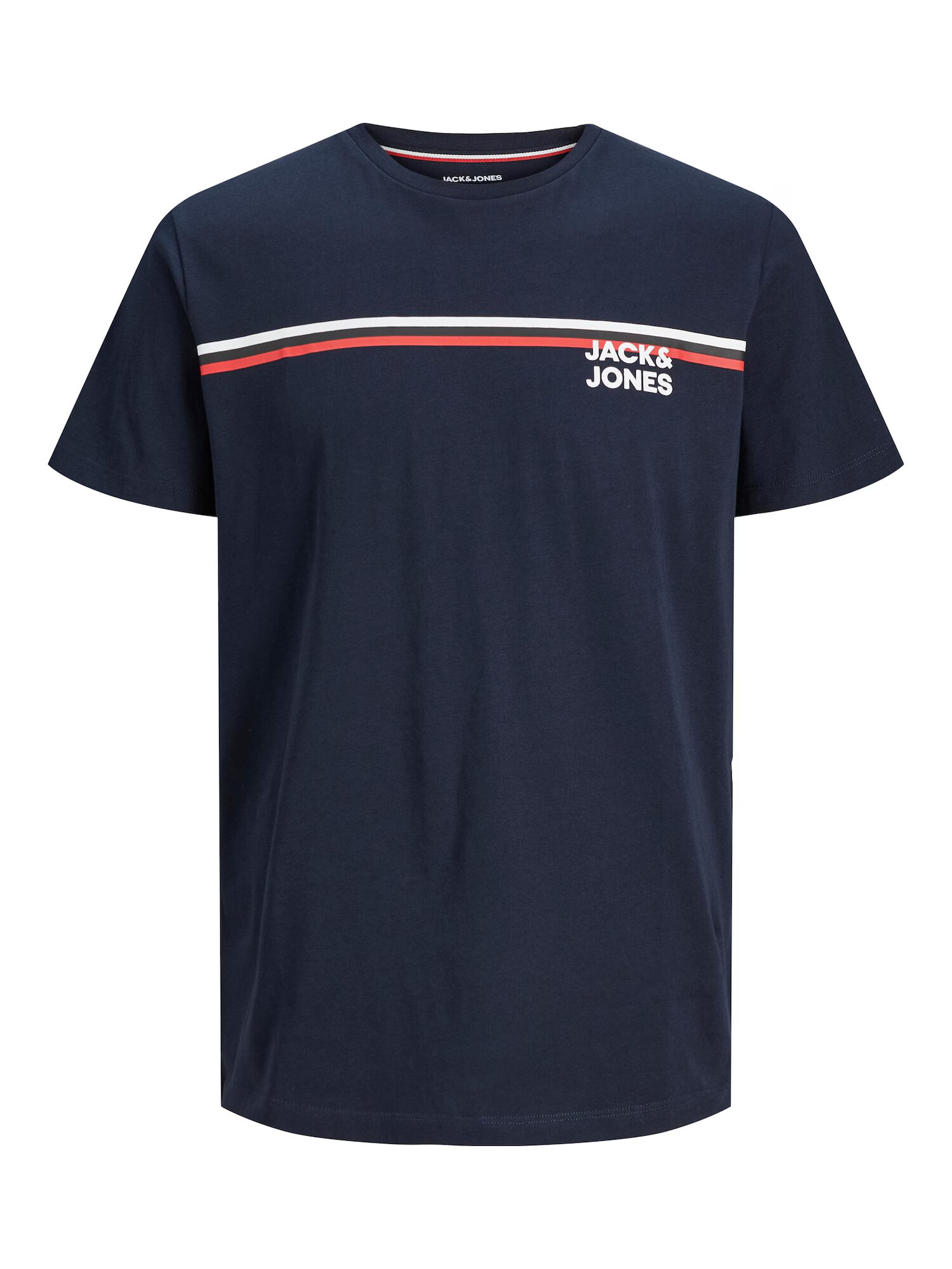 JACK & JONES Μπλουζάκι 'Atlas' ναυτικό μπλε / κόκκινο φωτιάς / λευκό - Pepit.gr