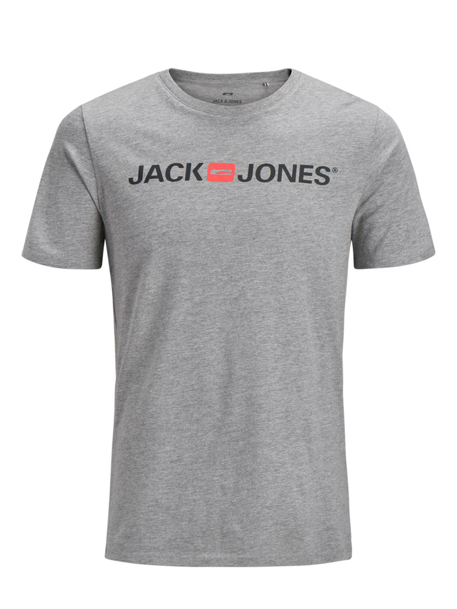 JACK & JONES Μπλουζάκι γκρι μελανζέ / κόκκινο παστέλ / μαύρο - Pepit.gr