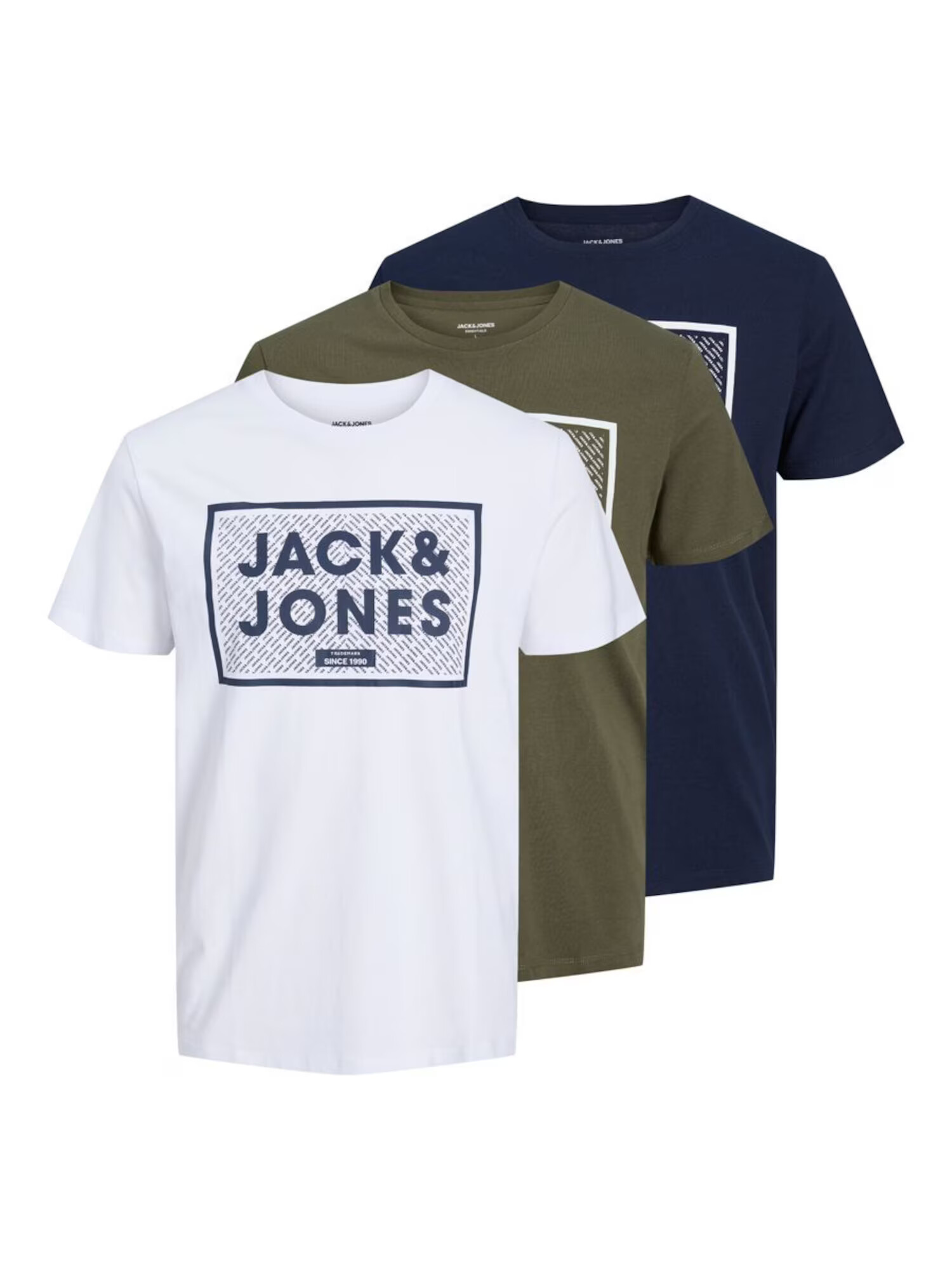 JACK & JONES Μπλουζάκι 'Harrison' σκούρο μπλε / πράσινο / λευκό - Pepit.gr