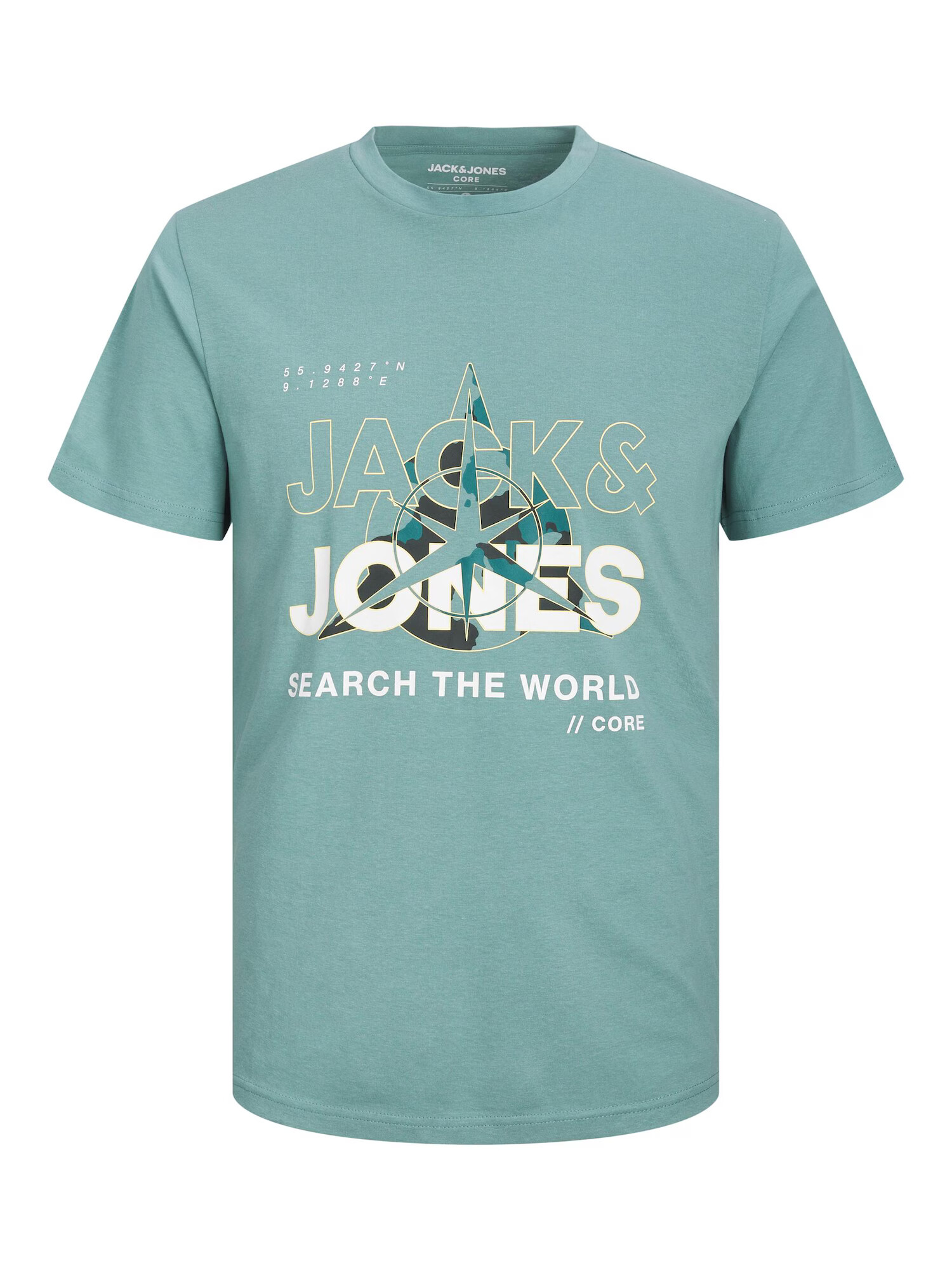 JACK & JONES Μπλουζάκι 'Hunt' μπλε φιμέ / ανοικτό κίτρινο / μαύρο / λευκό - Pepit.gr