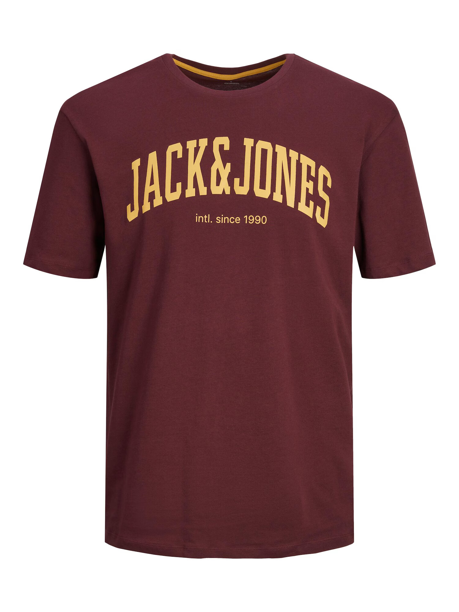 JACK & JONES Μπλουζάκι 'Josh' ανοικτό κίτρινο / μπορντό - Pepit.gr