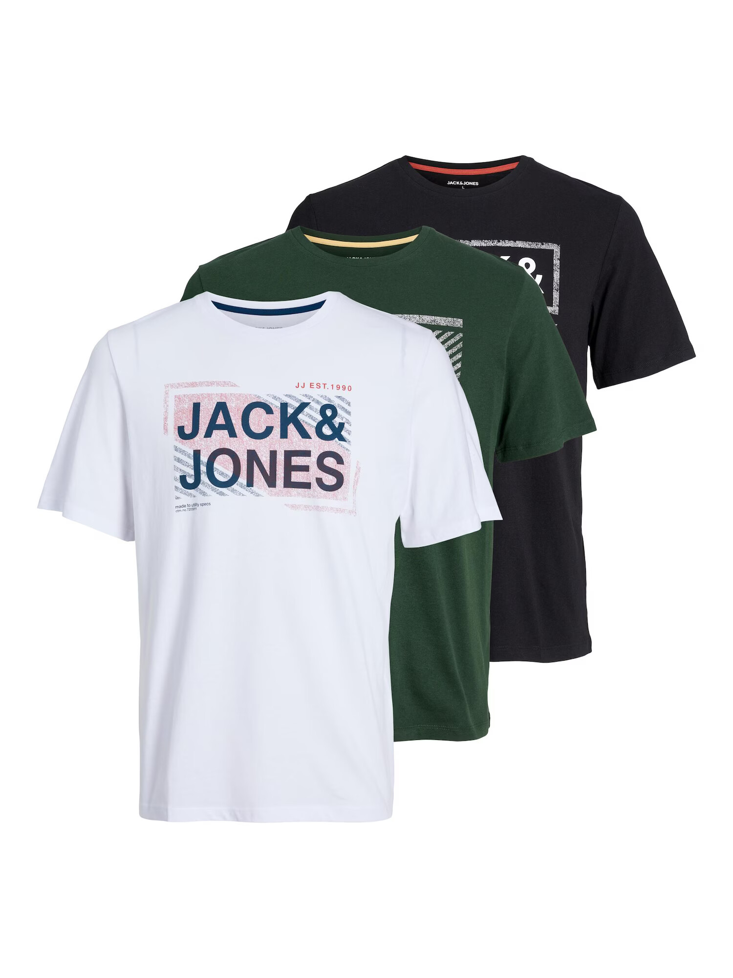 JACK & JONES Μπλουζάκι 'Kain' σκούρο πράσινο / ανάμεικτα χρώματα / μαύρο / λευκό - Pepit.gr