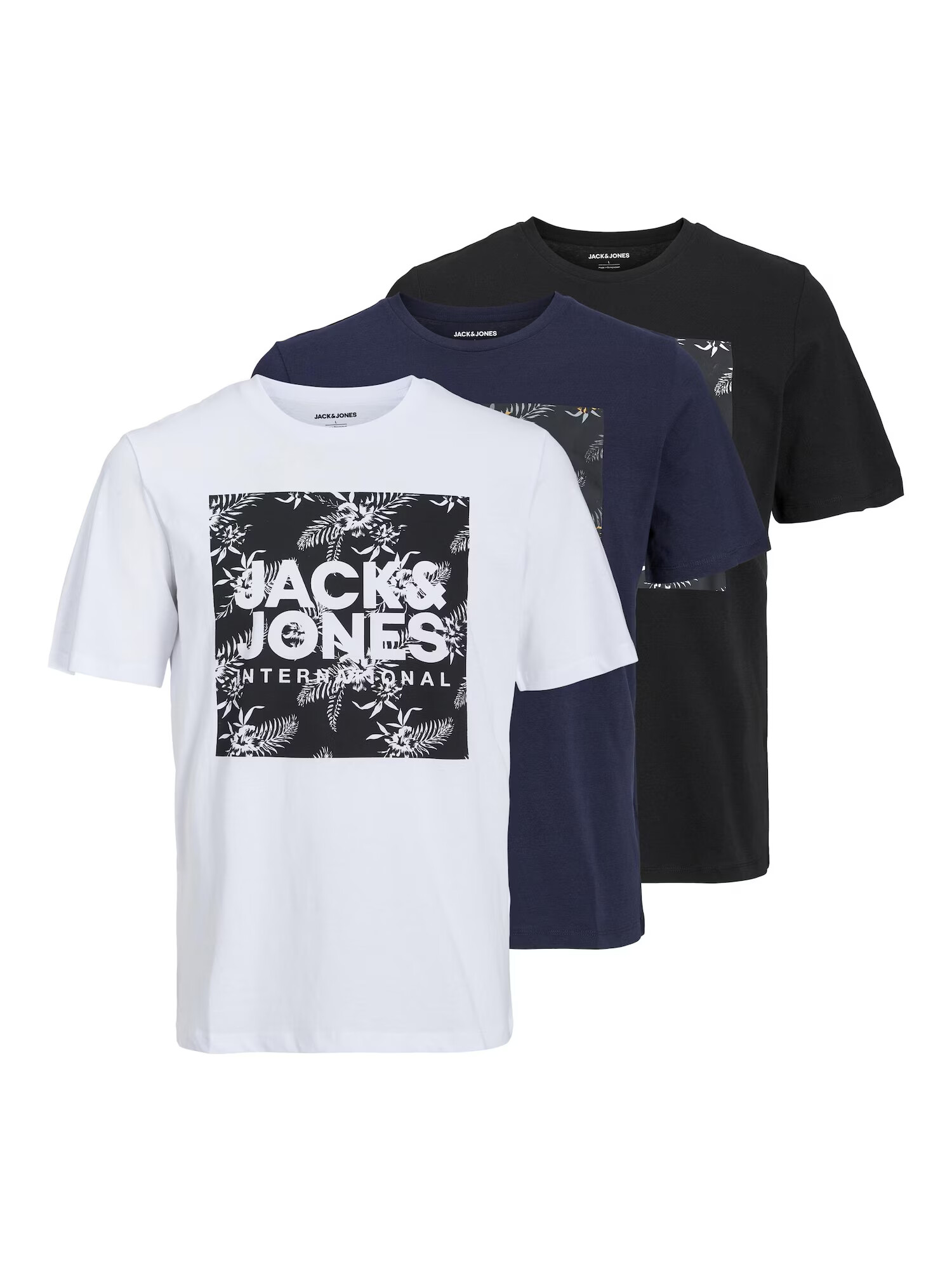 JACK & JONES Μπλουζάκι 'Loky' σκούρο μπλε / μαύρο / λευκό - Pepit.gr