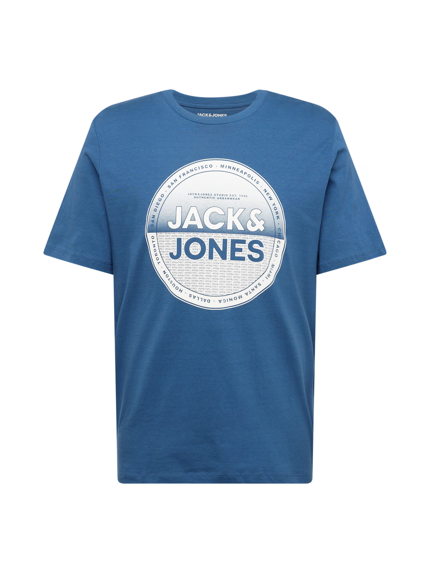 JACK & JONES Μπλουζάκι 'LOYD' μπλε μαρέν / ανοικτό γκρι / λευκό - Pepit.gr