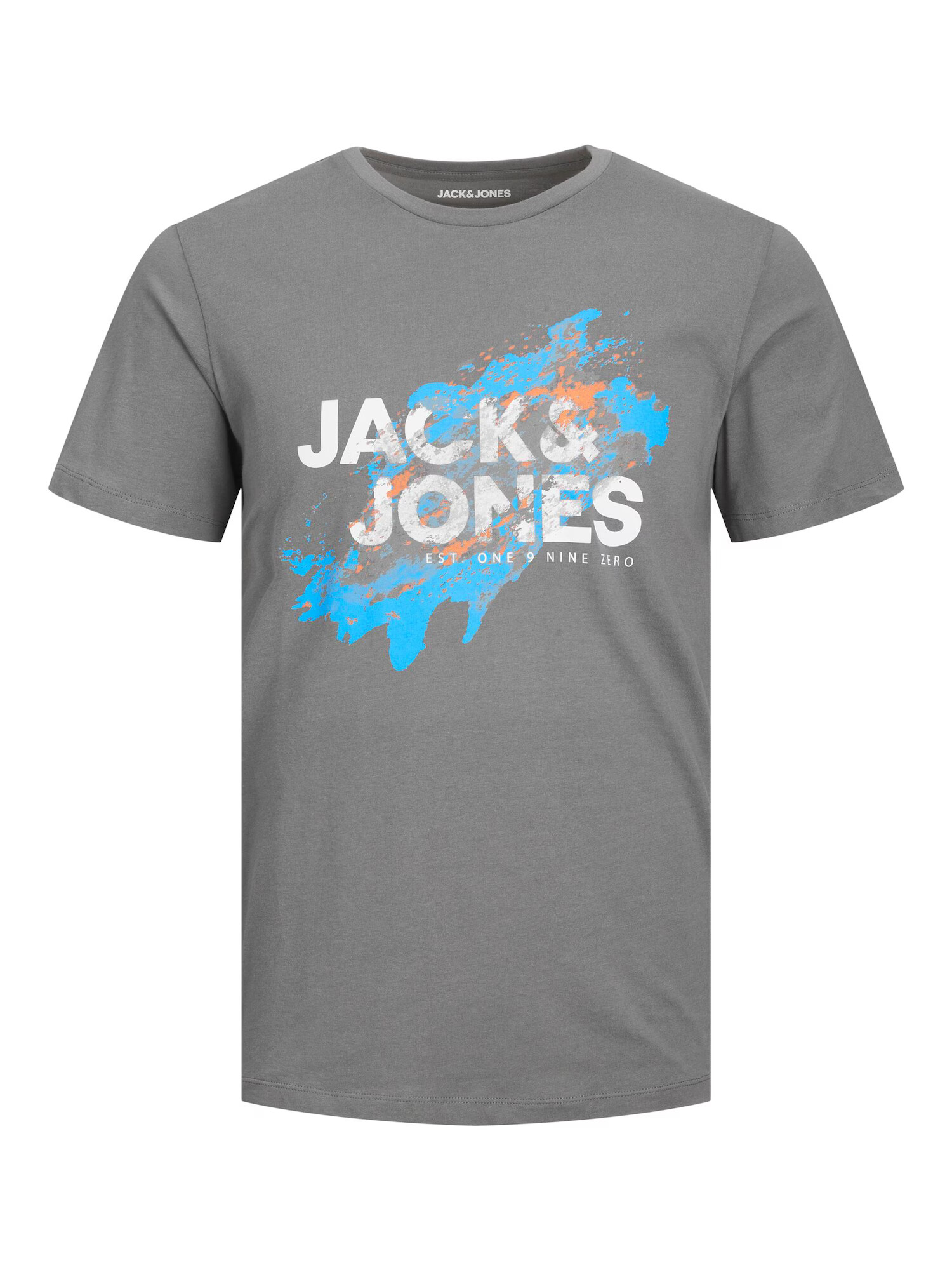 JACK & JONES Μπλουζάκι 'Nelson' αζούρ / γκρι / ανοικτό πορτοκαλί / λευκό - Pepit.gr