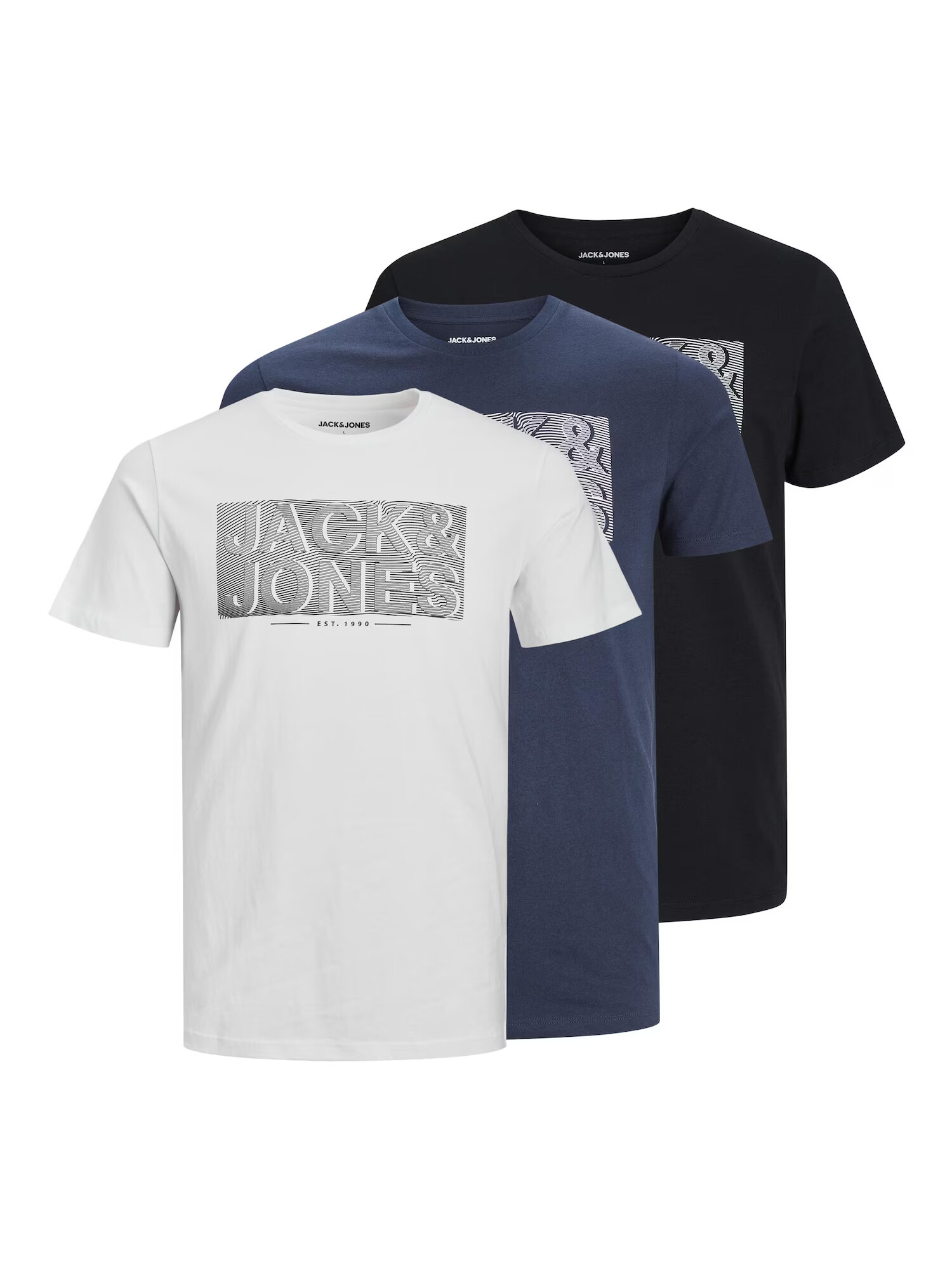 JACK & JONES Μπλουζάκι 'PETER' ναυτικό μπλε / μαύρο / λευκό - Pepit.gr