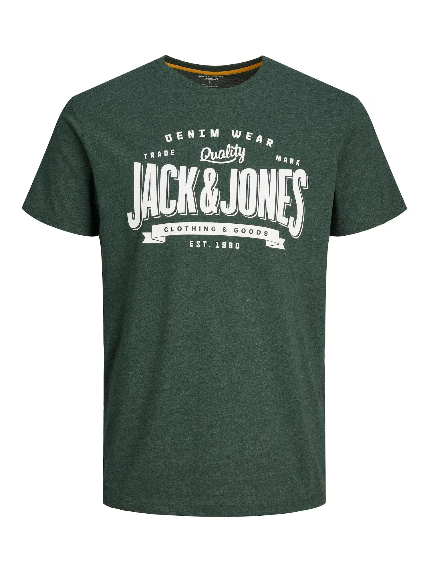 JACK & JONES Μπλουζάκι πράσινο μελανζέ / λευκό - Pepit.gr