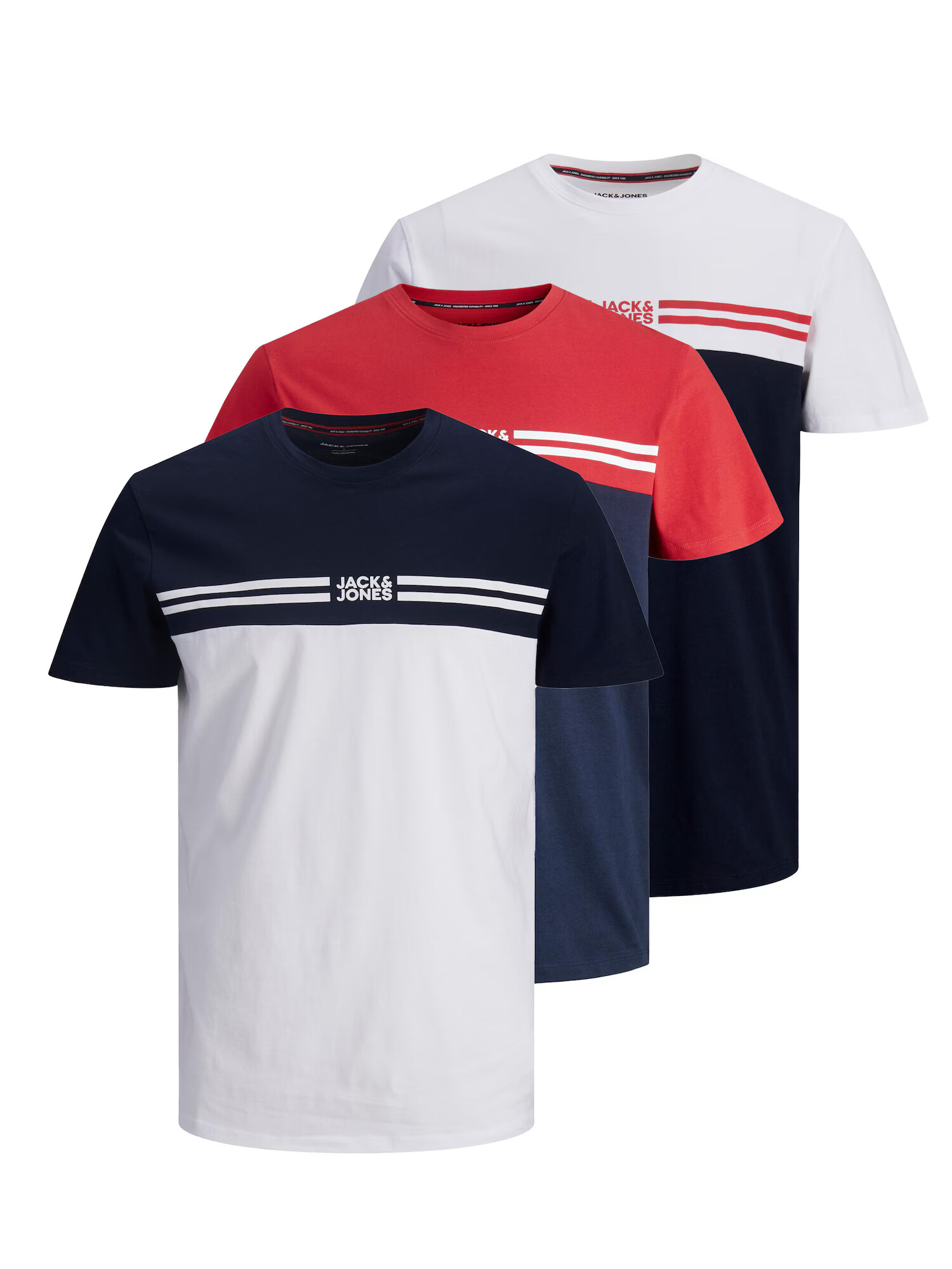 JACK & JONES Μπλουζάκι 'STEVE' ναυτικό μπλε / κόκκινο / λευκό - Pepit.gr