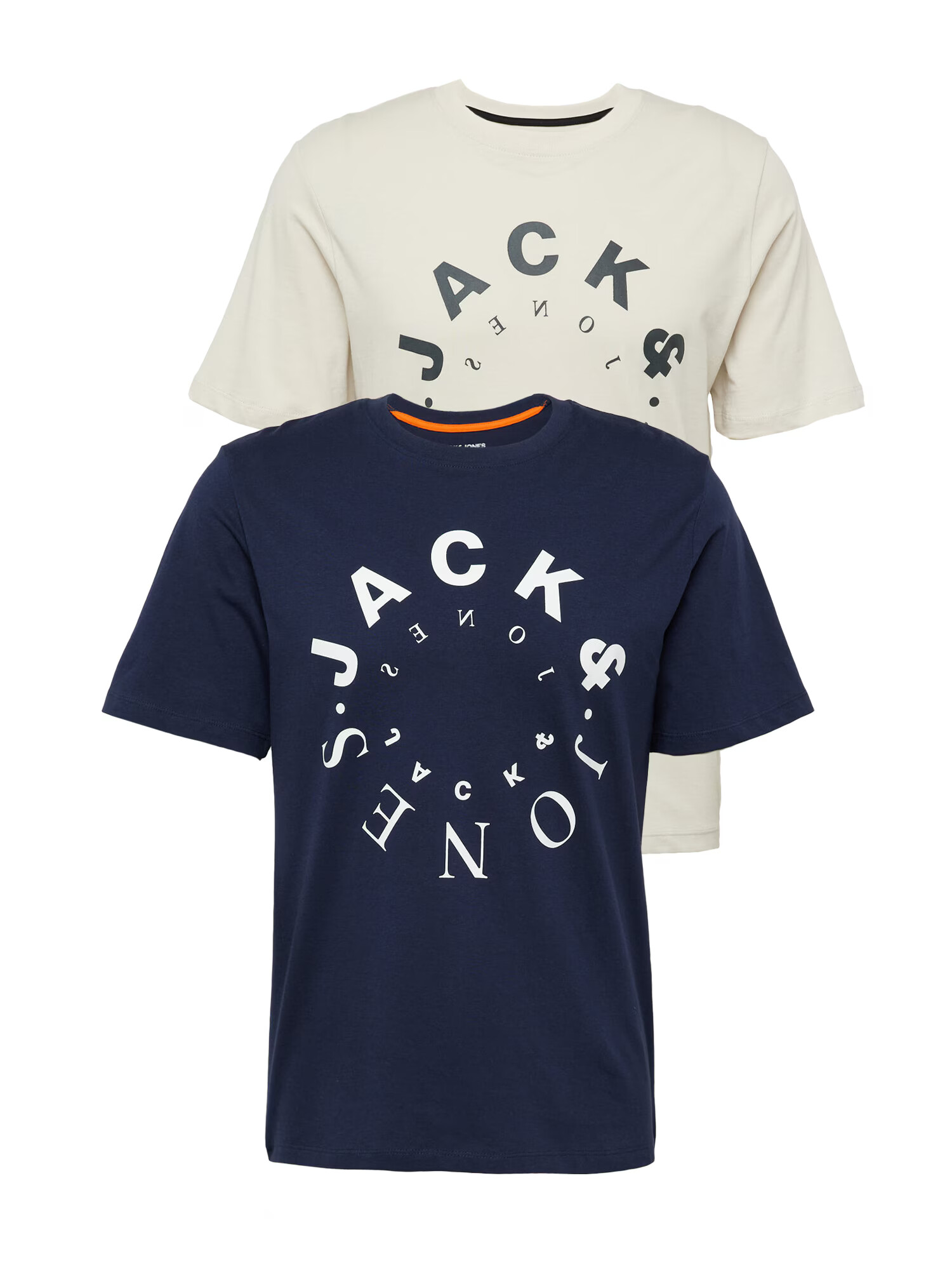 JACK & JONES Μπλουζάκι 'WARRIOR' μπεζ / ναυτικό μπλε / λευκό - Pepit.gr