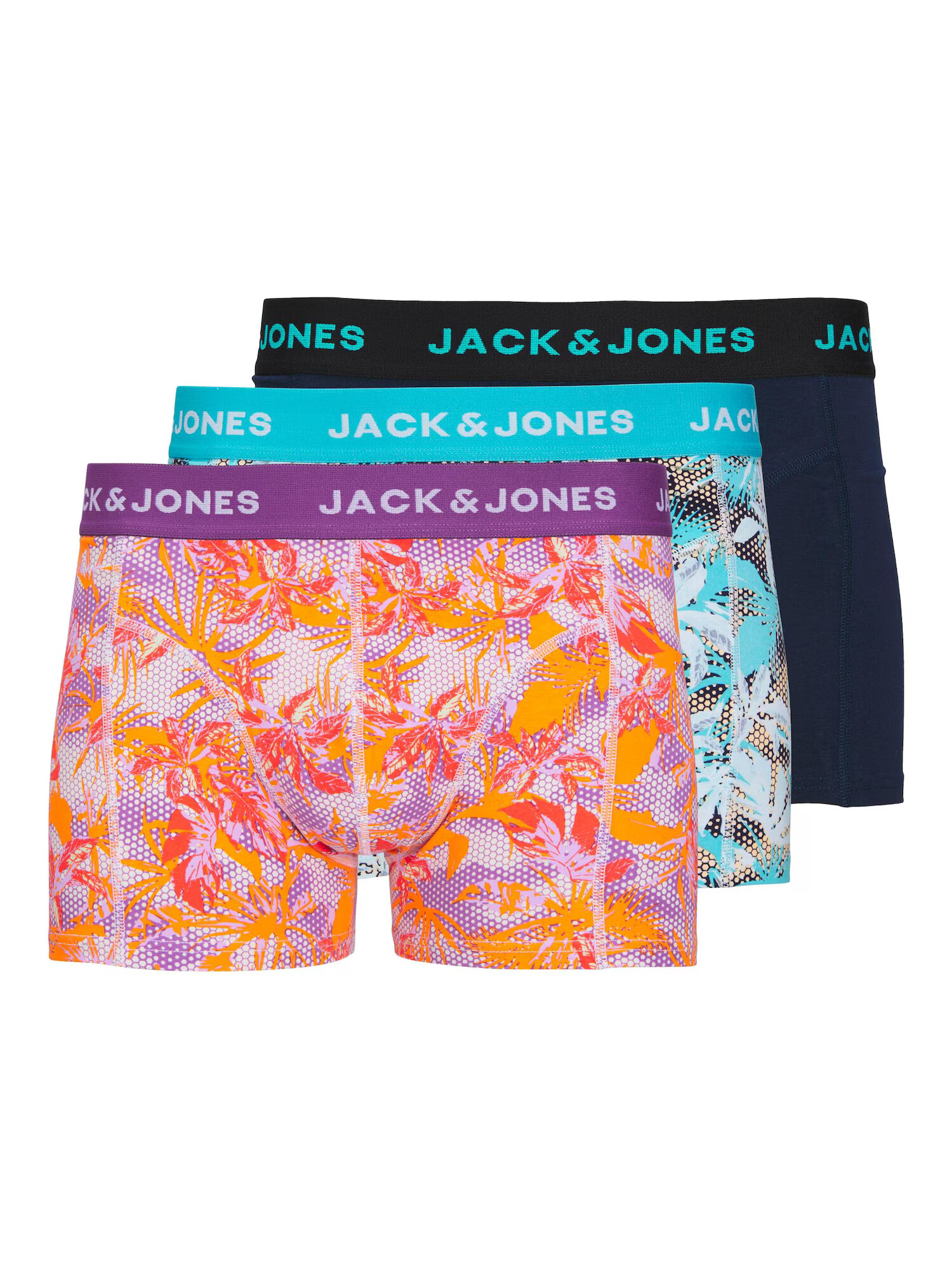 JACK & JONES Μποξεράκι 'Damian' ναυτικό μπλε / άκουα / λιλά / πορτοκαλί - Pepit.gr