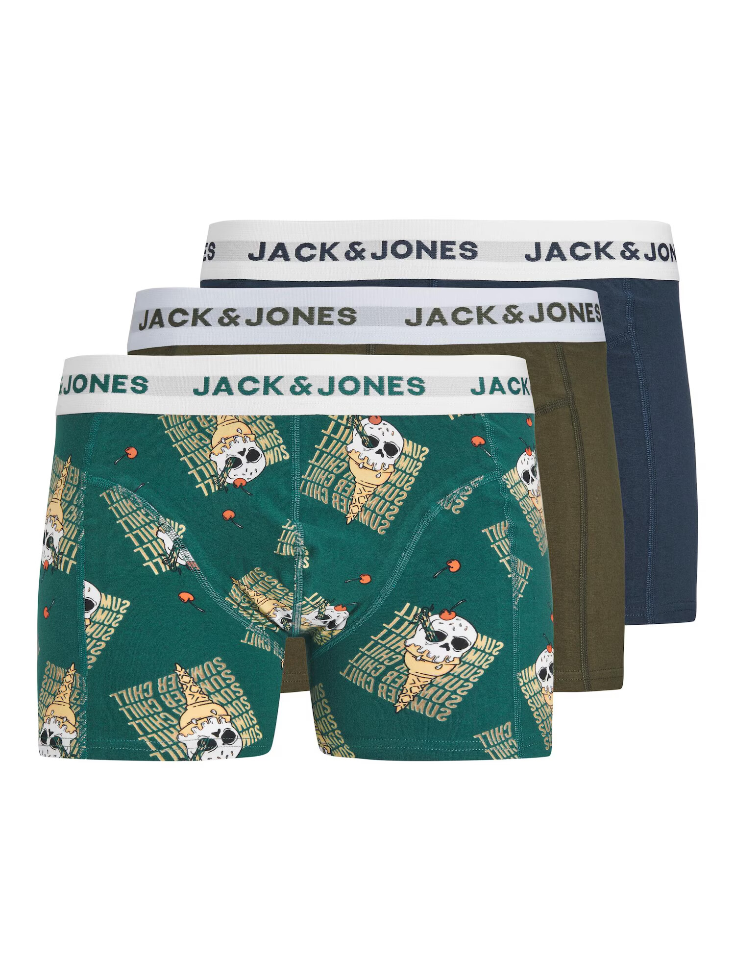 JACK & JONES Μποξεράκι 'ICE' ναυτικό μπλε / πράσινο / χακί / λευκό - Pepit.gr