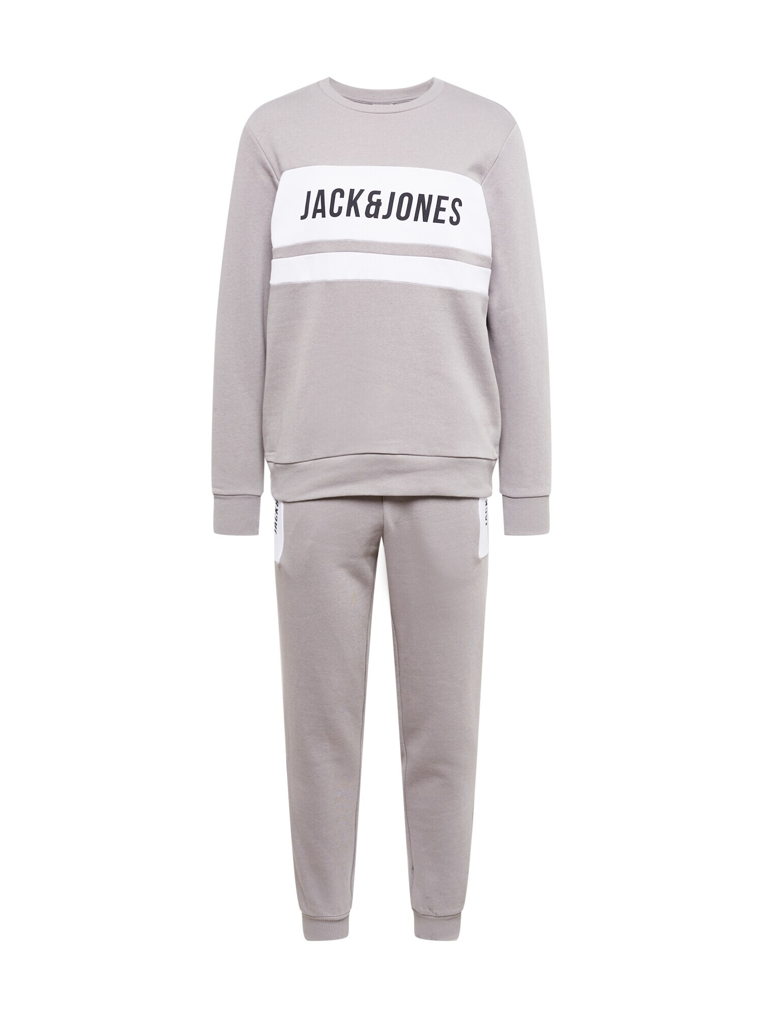 JACK & JONES Φόρμα τρεξίματος 'TOMS' ανοικτό γκρι / μαύρο / λευκό - Pepit.gr