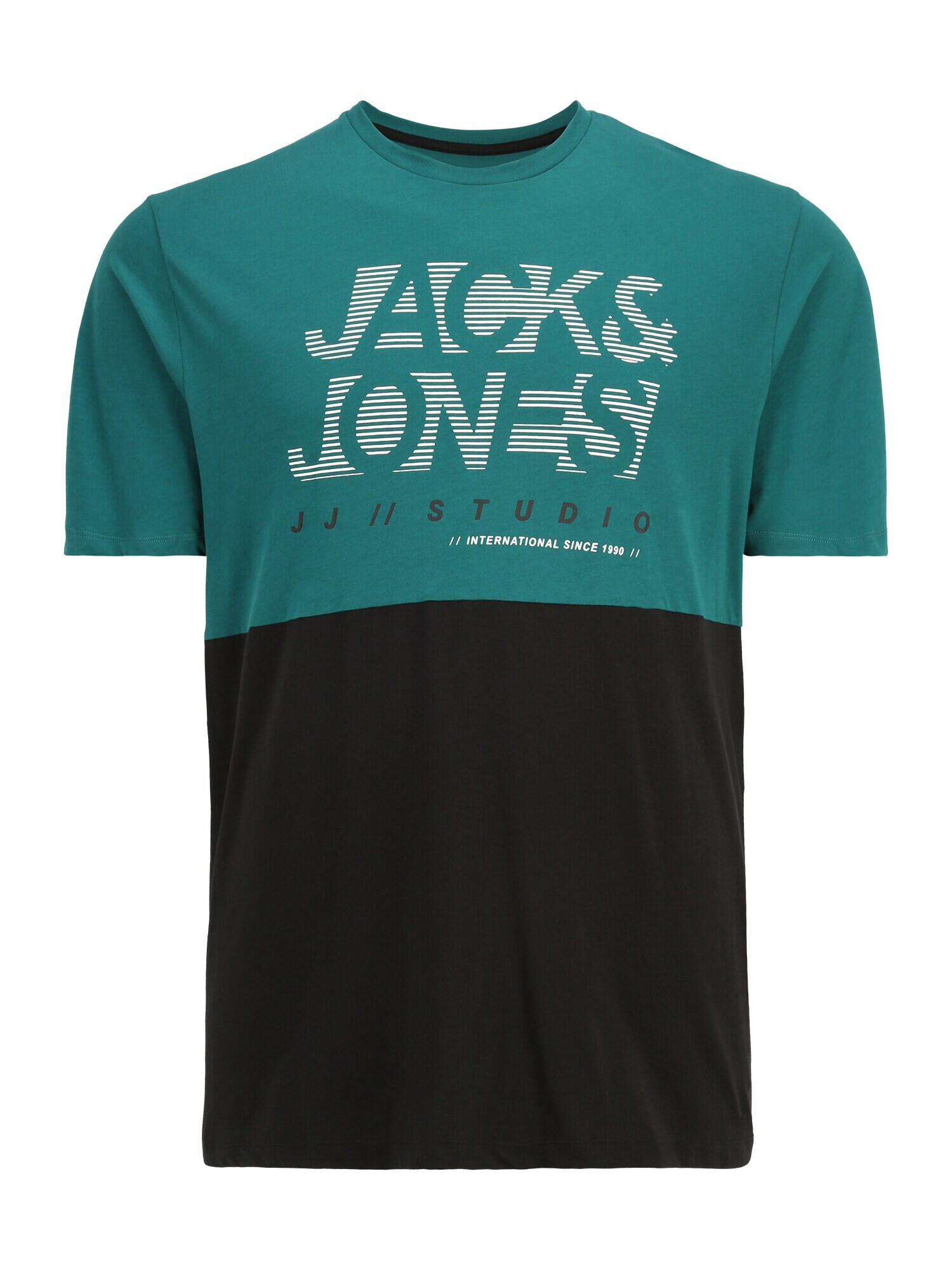 Jack & Jones Plus Μπλουζάκι 'MARCO' σμαραγδί / μαύρο / λευκό - Pepit.gr