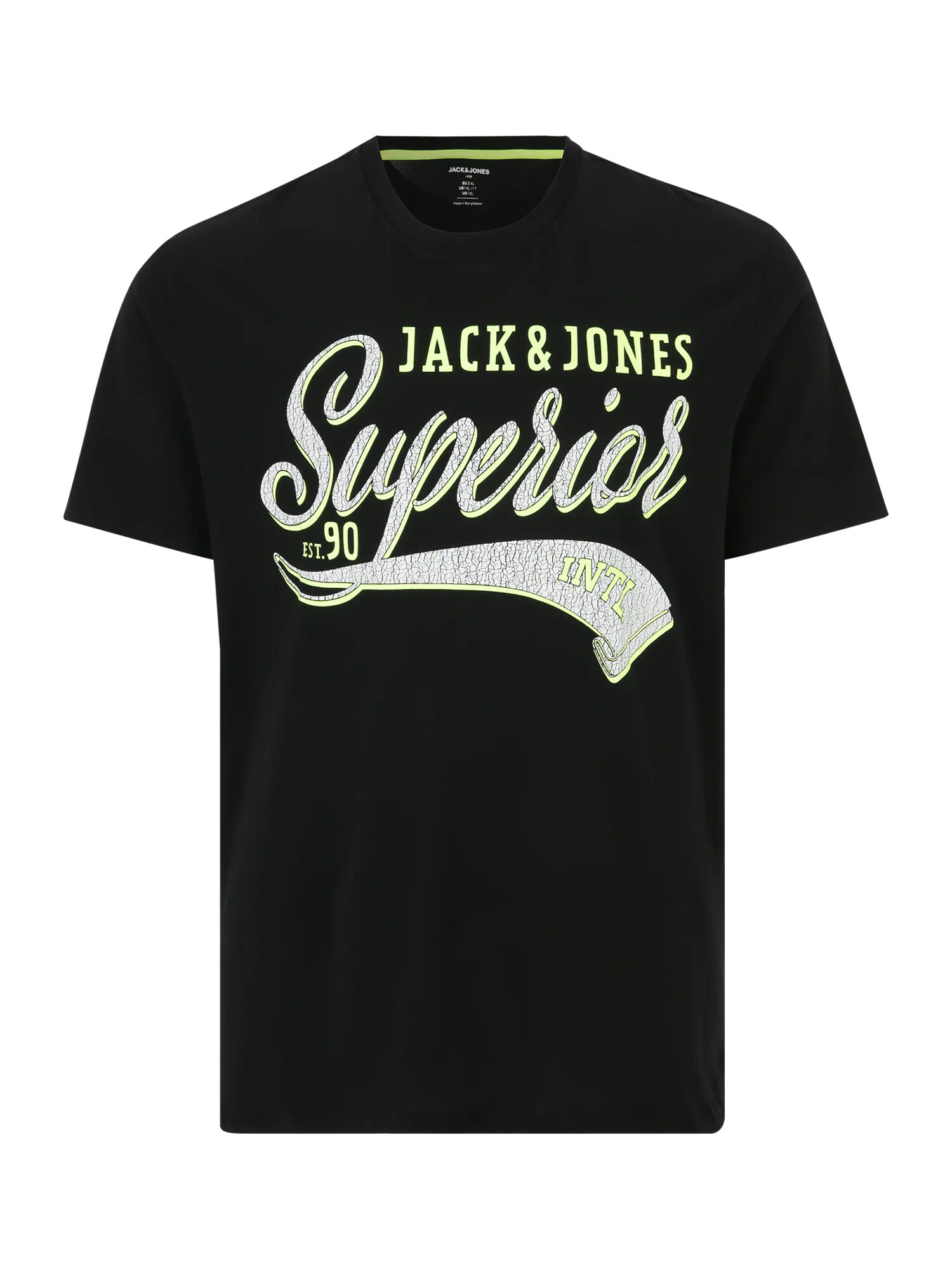 Jack & Jones Plus Μπλουζάκι 'METT' λεμονί / μαύρο / λευκό - Pepit.gr