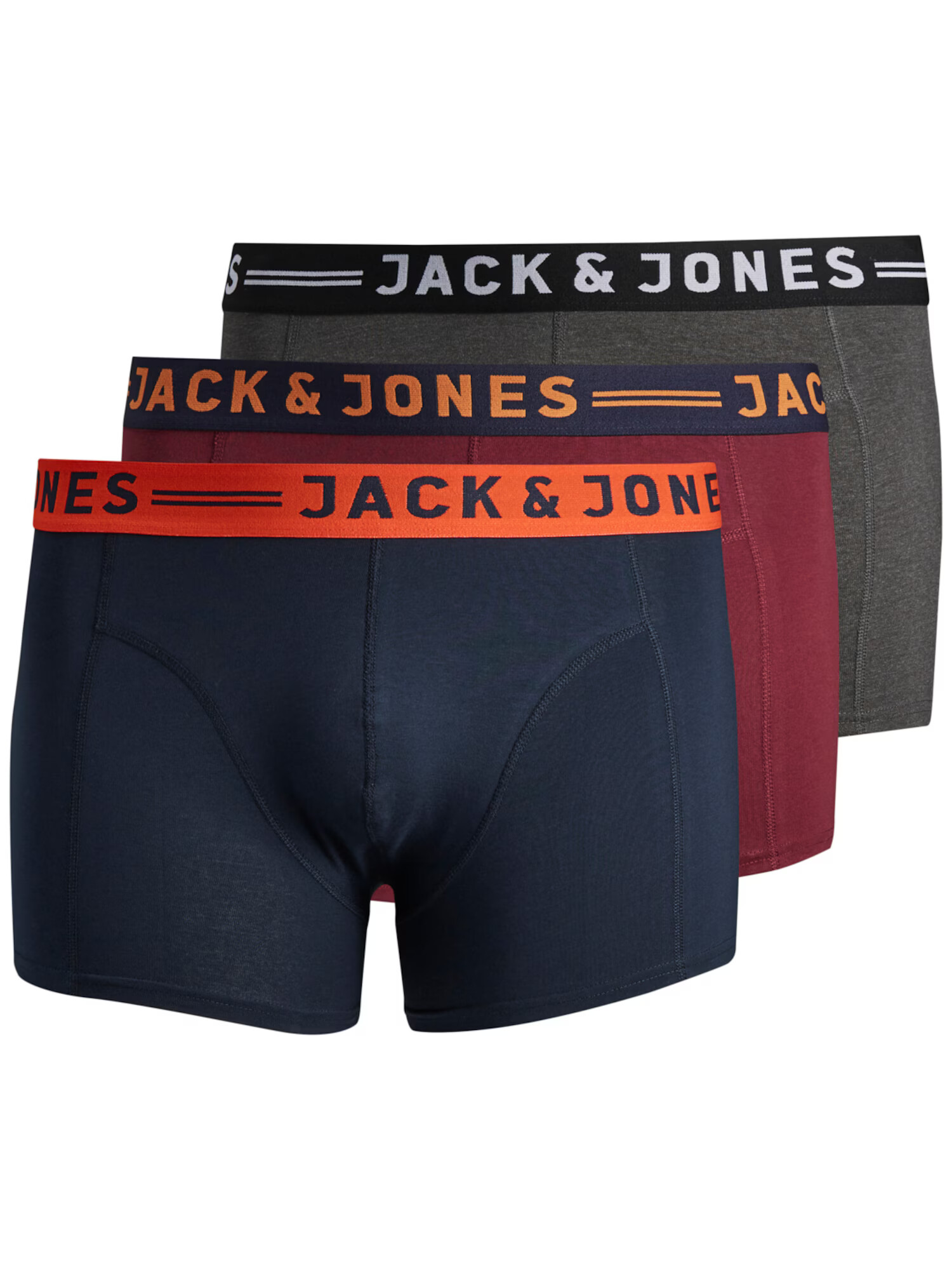 Jack & Jones Plus Μποξεράκι ναυτικό μπλε / γκρι μελανζέ / σκούρο πορτοκαλί / βουργουνδί - Pepit.gr