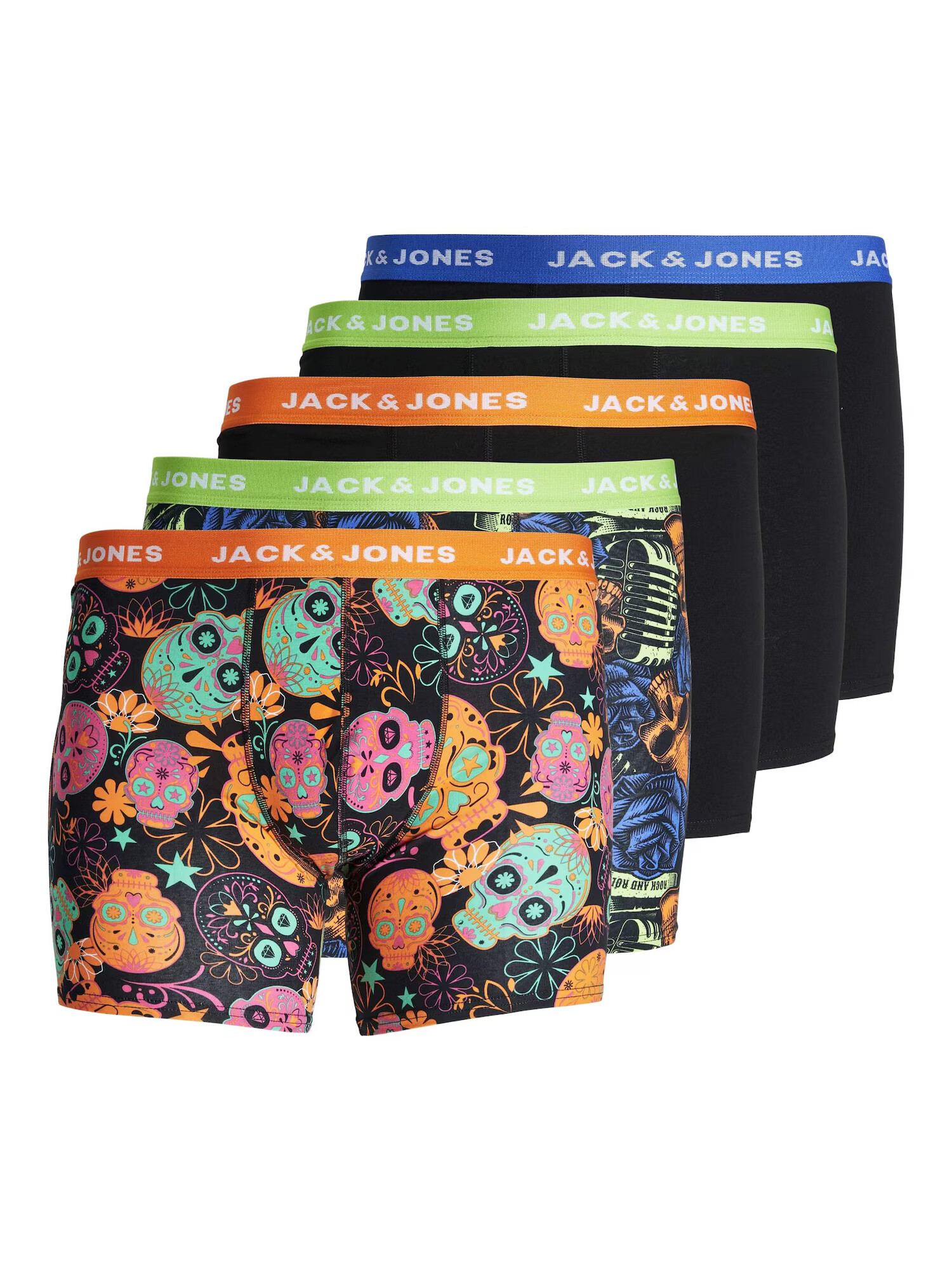 Jack & Jones Plus Μποξεράκι 'POP SKULLS' μπλε / μήλο / πορτοκαλί / μαύρο - Pepit.gr