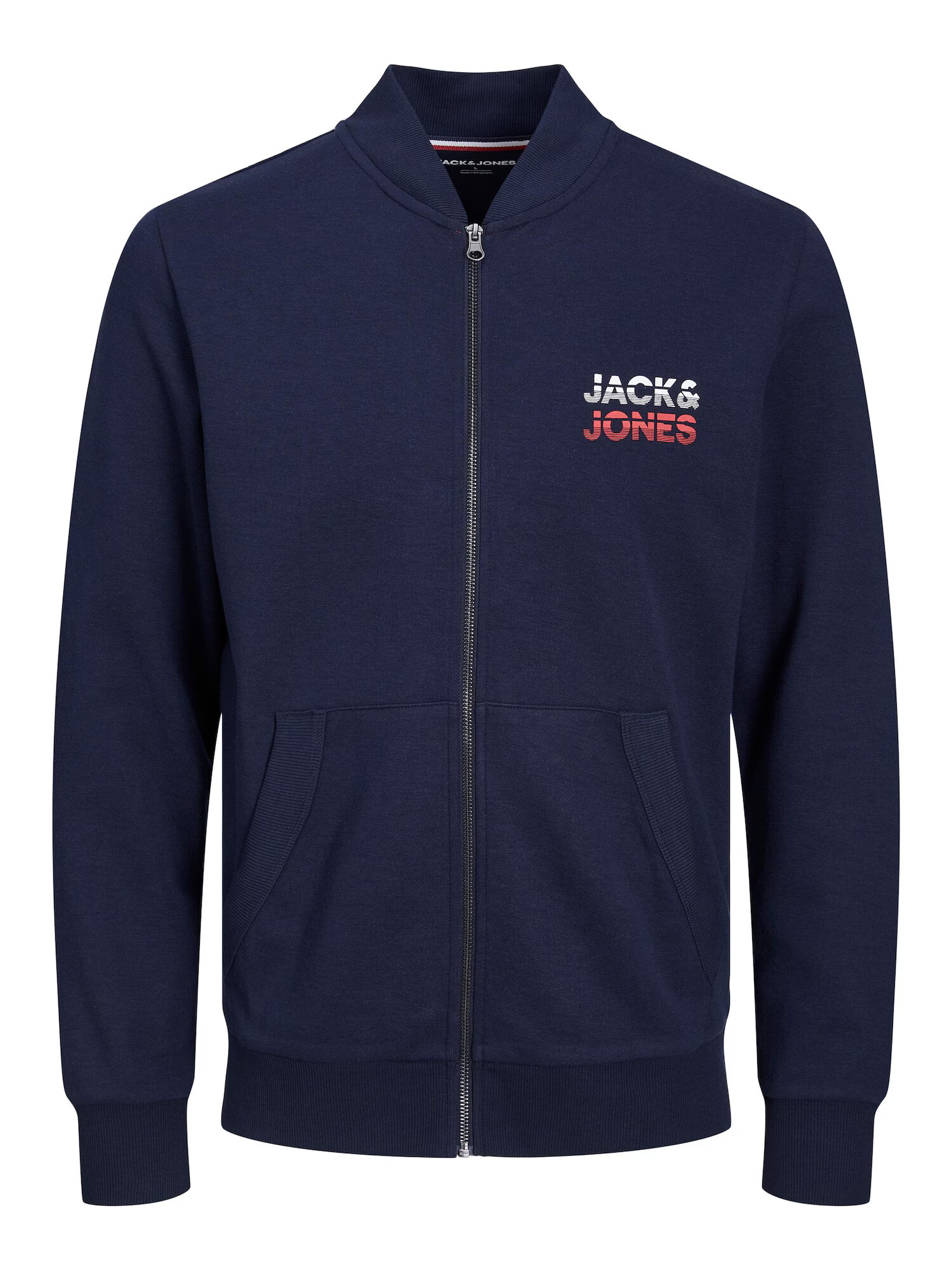 JACK & JONES Ζακέτα φούτερ 'Atlas' ναυτικό μπλε / κόκκινο / λευκό - Pepit.gr