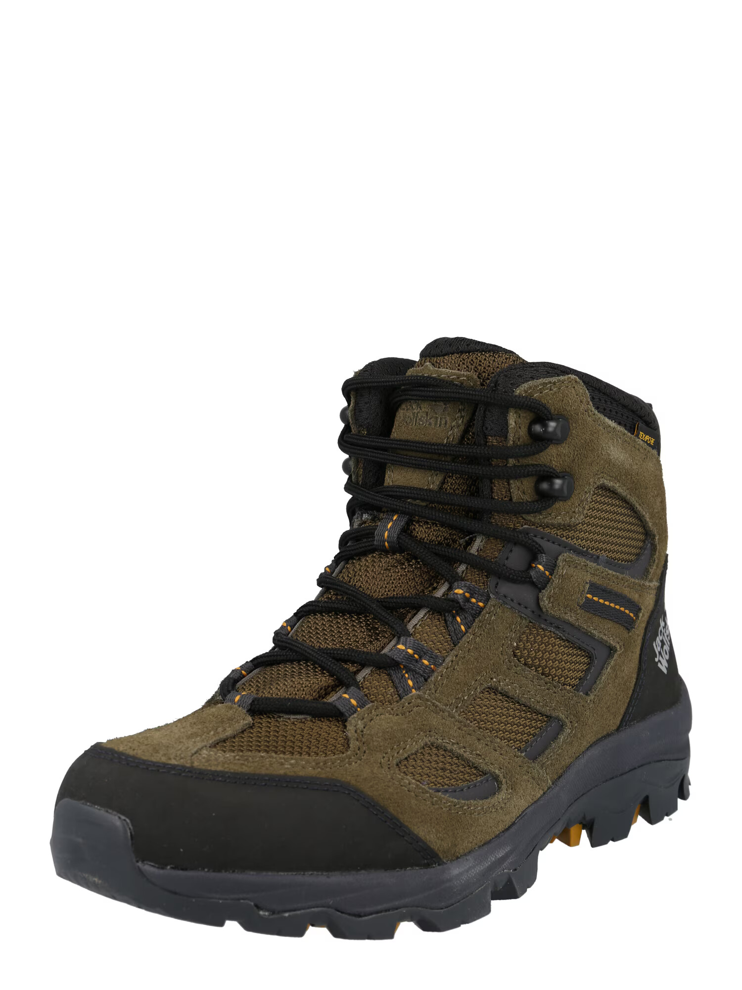 JACK WOLFSKIN Boots 'VOJO 3' σκούρο γκρι / λαδί / πορτοκαλί νέον / μαύρο - Pepit.gr