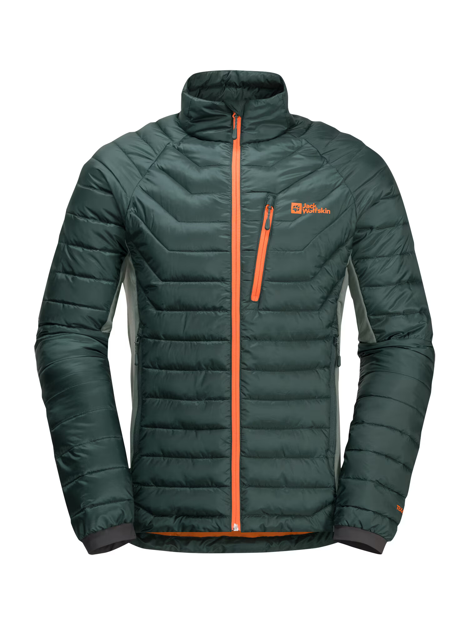 JACK WOLFSKIN Μπουφάν πεζοπορίας 'ROUTEBURN PRO INS' γκρι καπνού / σκούρο πράσινο / πορτοκαλί νέον - Pepit.gr