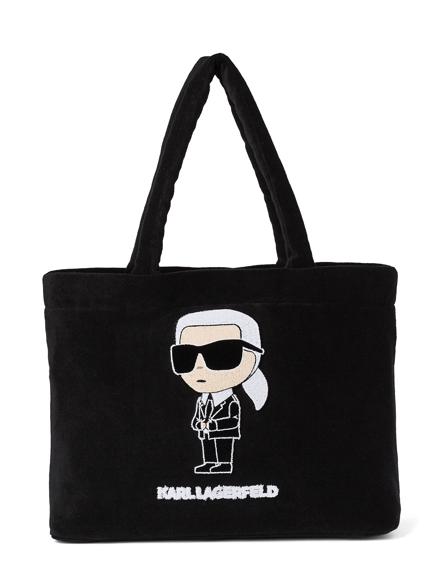 Karl Lagerfeld Μεγάλη τσάντα ' Ikonik 2.0 Beach Terry' μαύρο / λευκό - Pepit.gr