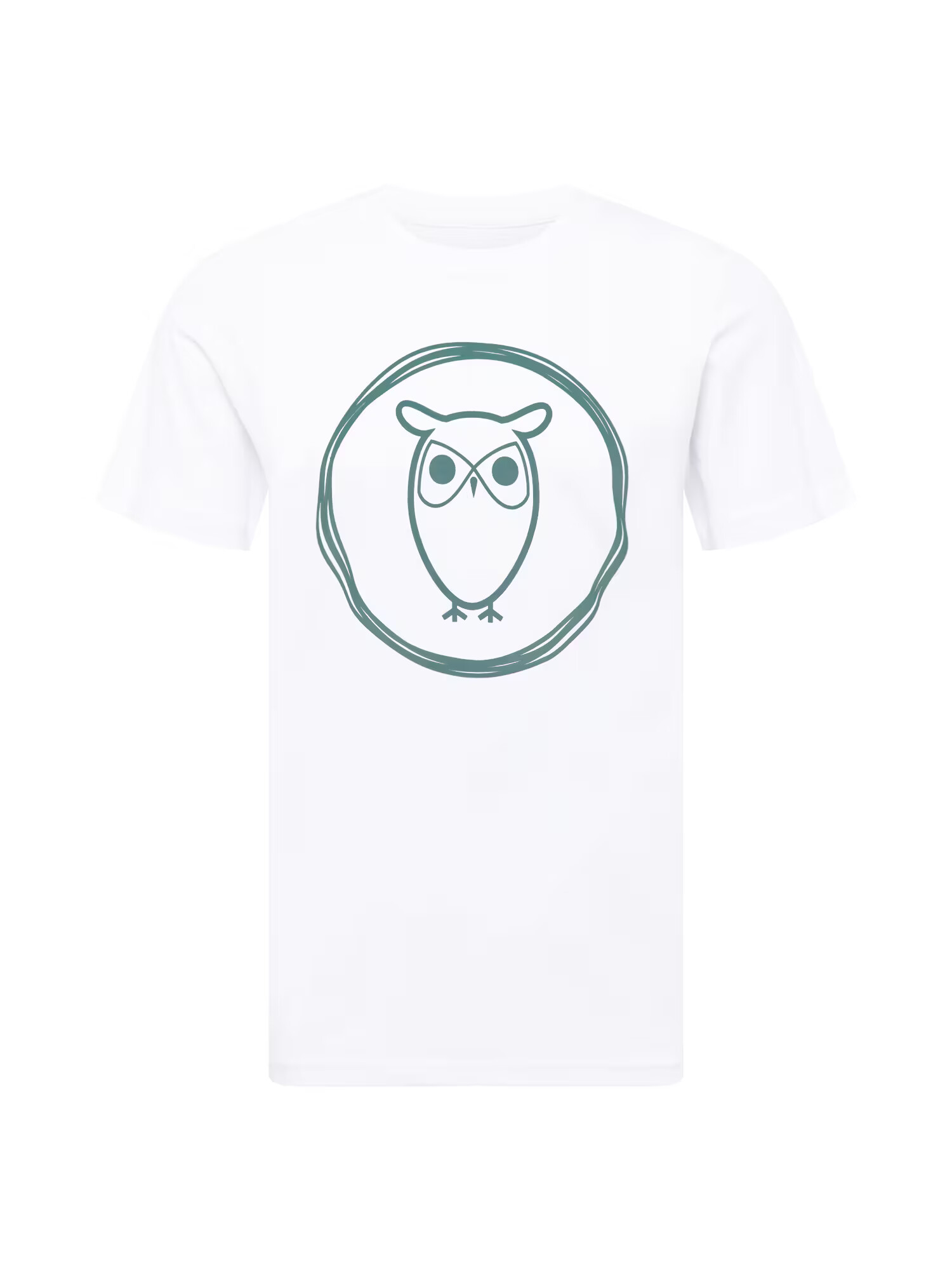 KnowledgeCotton Apparel Μπλουζάκι 'Owl' σμαραγδί / λευκό - Pepit.gr