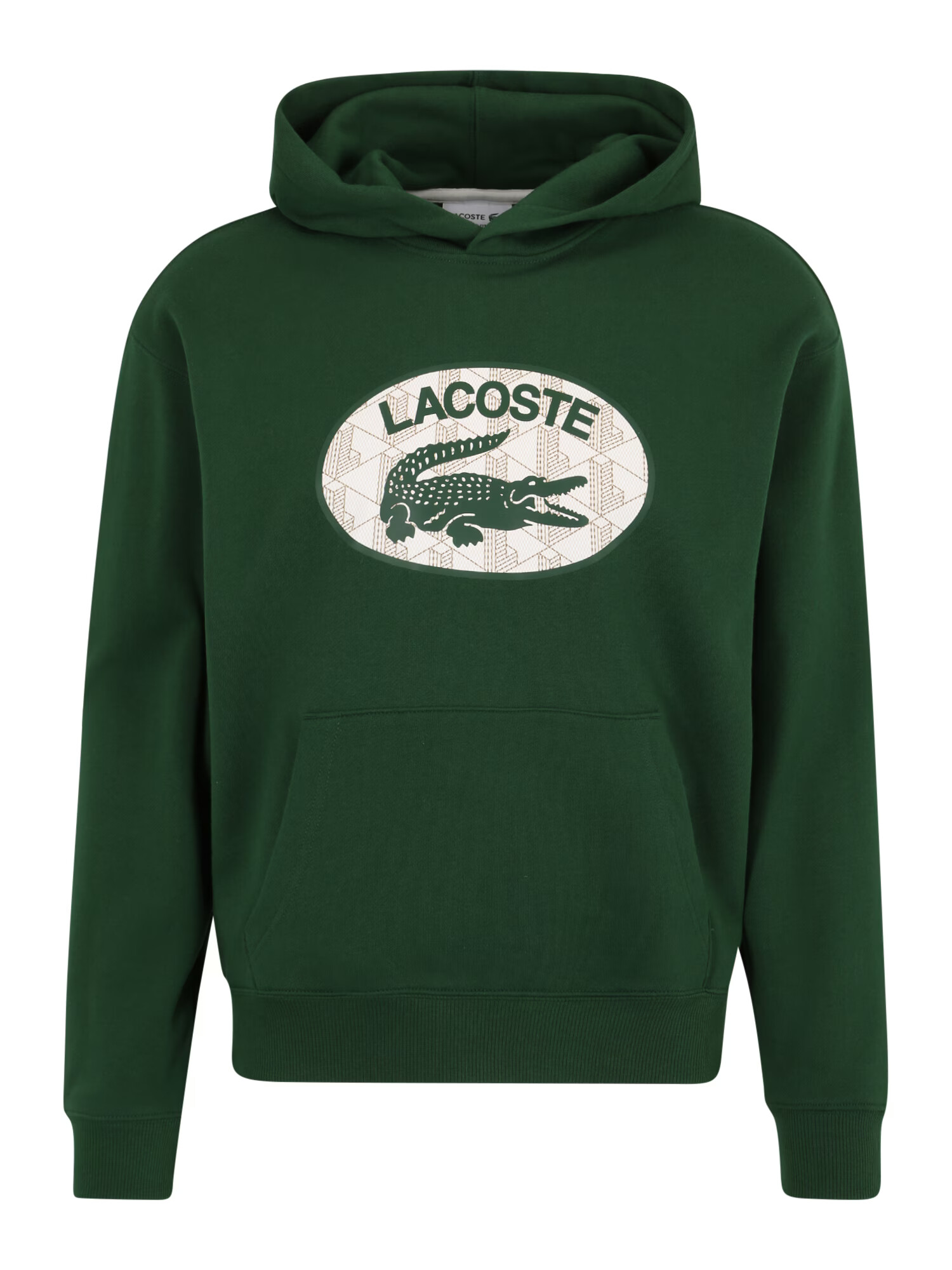 LACOSTE Μπλούζα φούτερ τέφρα / σκούρο πράσινο / λευκό - Pepit.gr