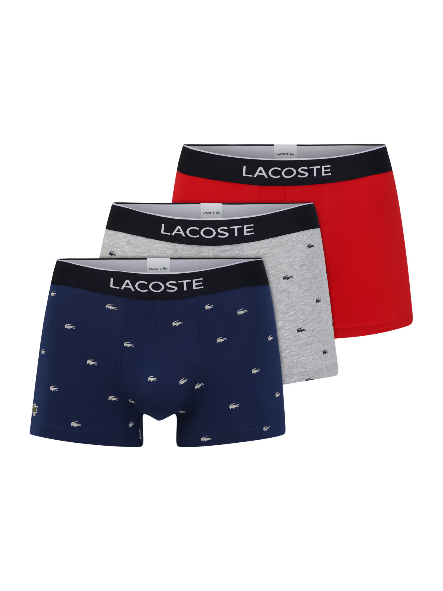 LACOSTE Μποξεράκι 'Trunks' σκούρο μπλε / γκρι μελανζέ / κόκκινο / λευκό - Pepit.gr